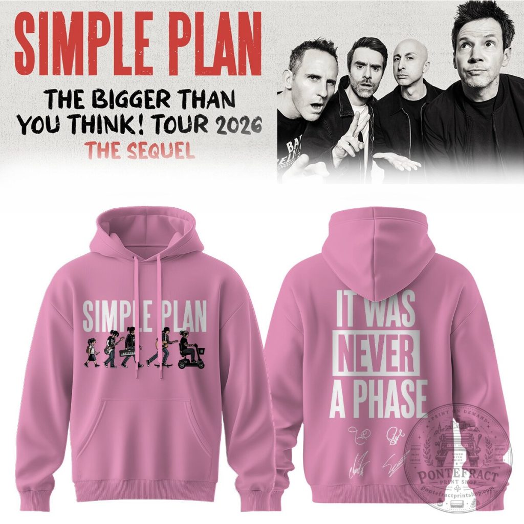 Simple Plan The Bigger Than You Think Tour 2026 The Sequel Pink Hoodie Simple Plan The Bigger Than You Think Tour 2026 The Sequel Pink Hoodie