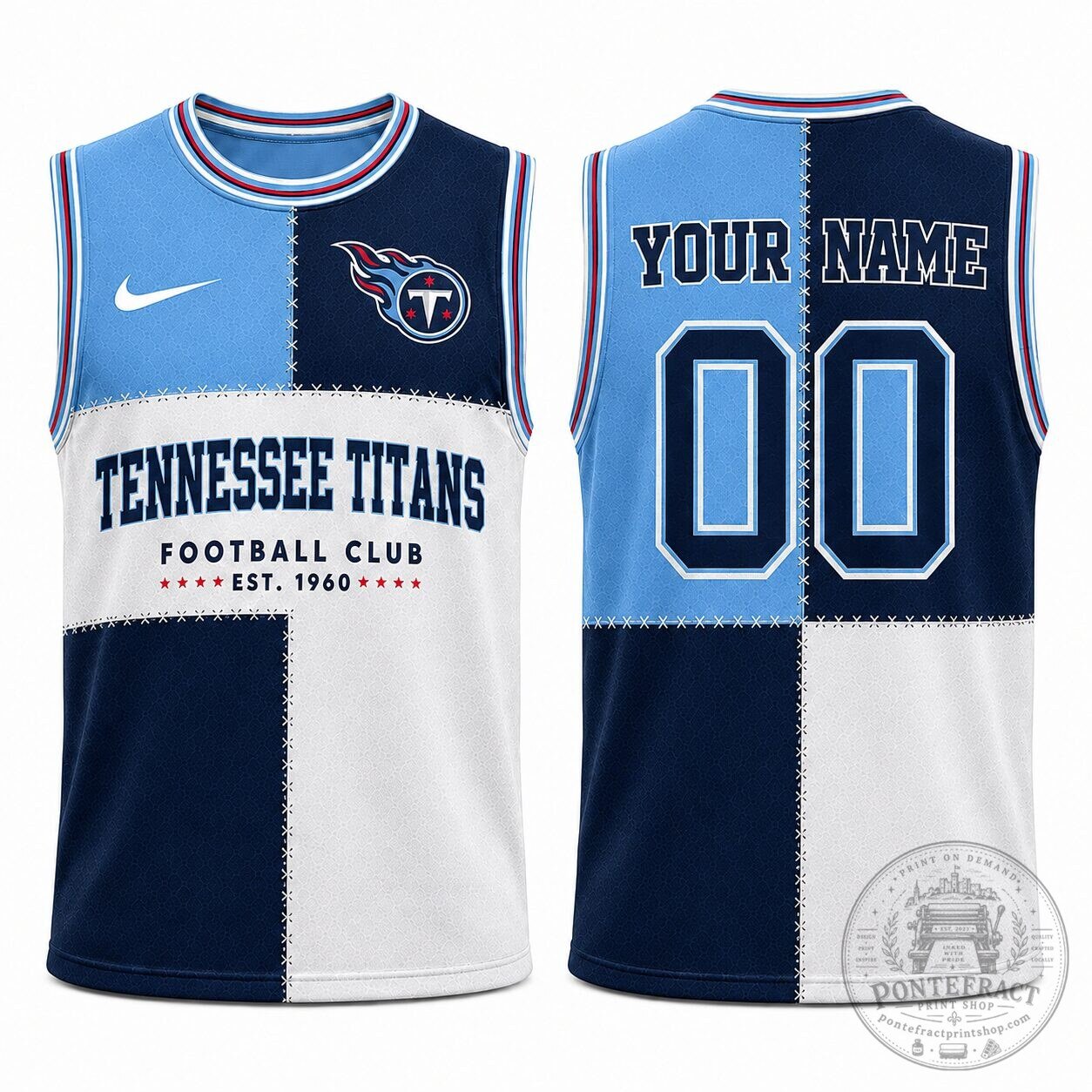 Tennessee Titans Football Club Custom Name and Number Patchwork Tank Top 7 Tennessee Titans Football Club Custom Name and Number Patchwork Tank Top