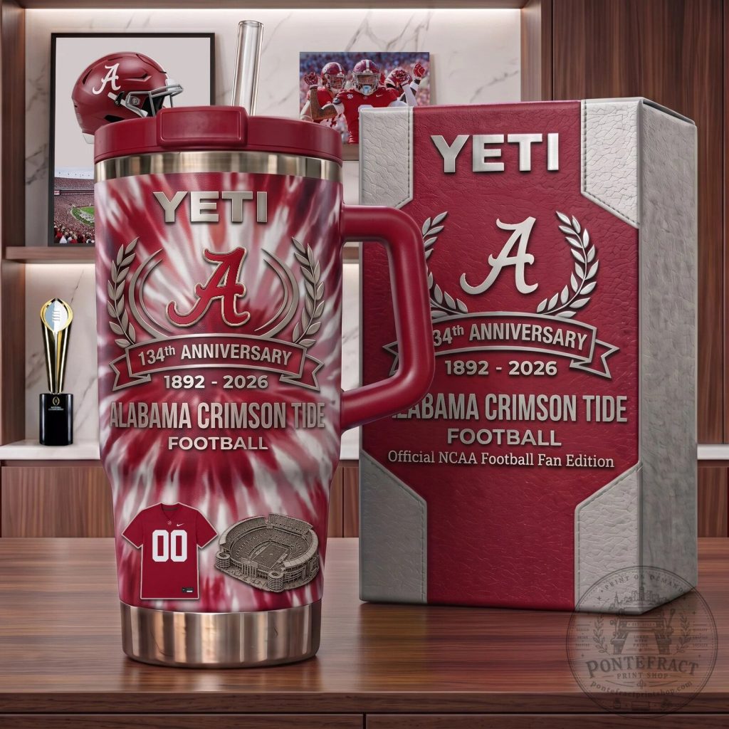 Alabama Crimson Tide Football 134th Anniversary Tie Dye Handle Tumbler Alabama Crimson Tide Football 134th Anniversary Tie Dye Handle Tumbler