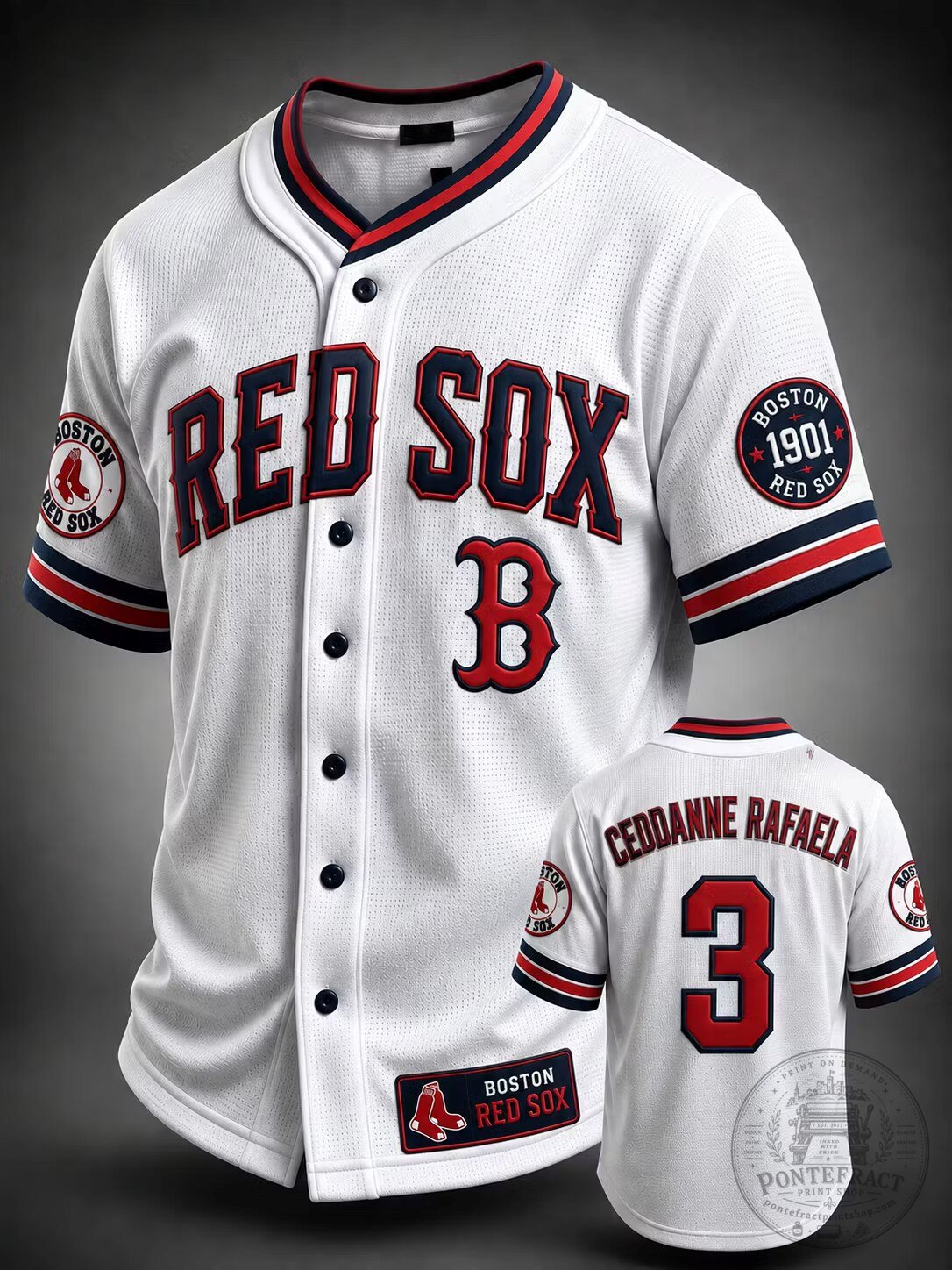 Authentic Boston Red Sox Baseball Jersey – Premium Cotton-Blend Fabric, Classic V-Neck Button-Up Design for Fans and Casual Wear