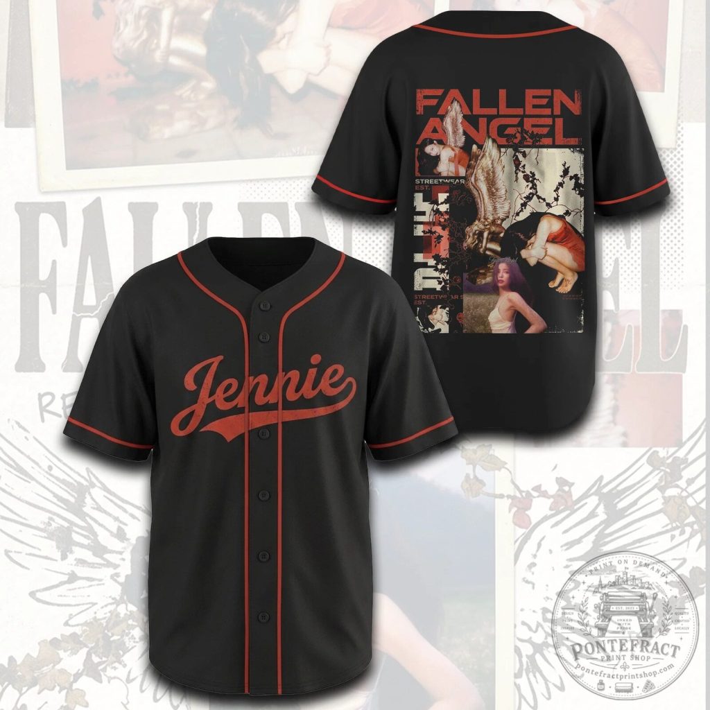 Jennie Blackpink Fallen Angel Baseball Jersey Streetwear K-Pop Fan Gift Jennie Blackpink Fallen Angel Baseball Jersey Streetwear K-Pop Fan Gift