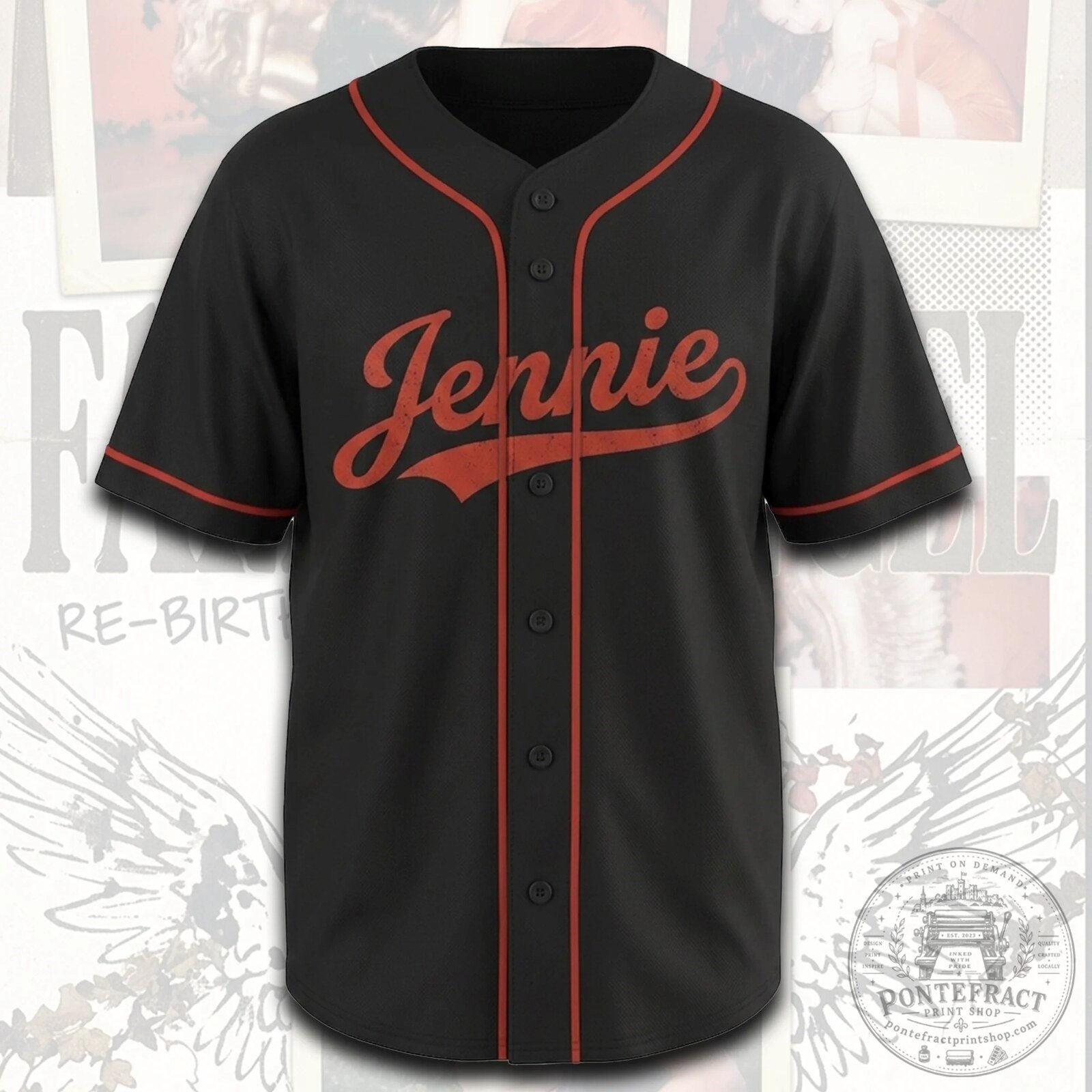 Jennie Blackpink Fallen Angel Baseball Jersey Streetwear K-Pop Fan Gift 8 Jennie Blackpink Fallen Angel Baseball Jersey Streetwear K-Pop Fan Gift