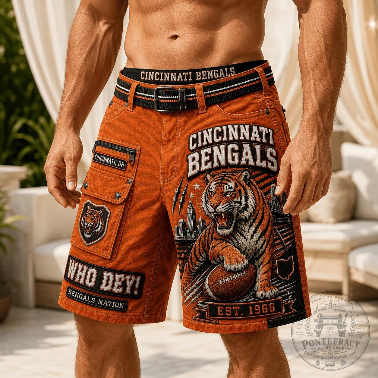 Cincinnati Bengals Who Dey Football Nation Orange Casual Shorts 8 Cincinnati Bengals Who Dey Football Nation Orange Casual Shorts