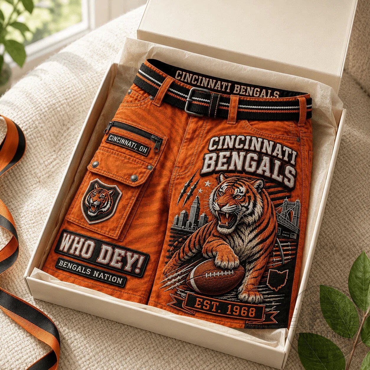Cincinnati Bengals Who Dey Football Nation Orange Casual Shorts 9 Cincinnati Bengals Who Dey Football Nation Orange Casual Shorts