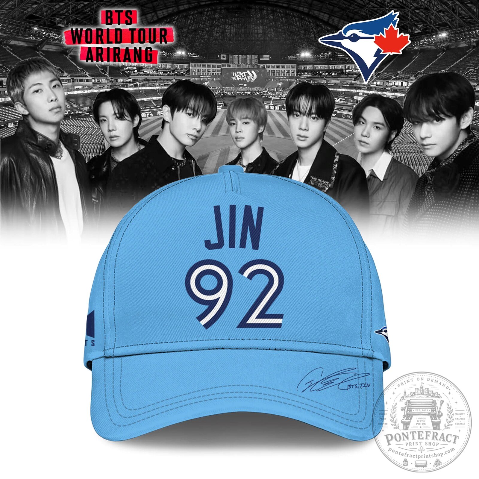 Toronto Blue Jays Jin BTS World Tour Arirang Baseball Jersey 7 Toronto Blue Jays Jin BTS World Tour Arirang Baseball Jersey