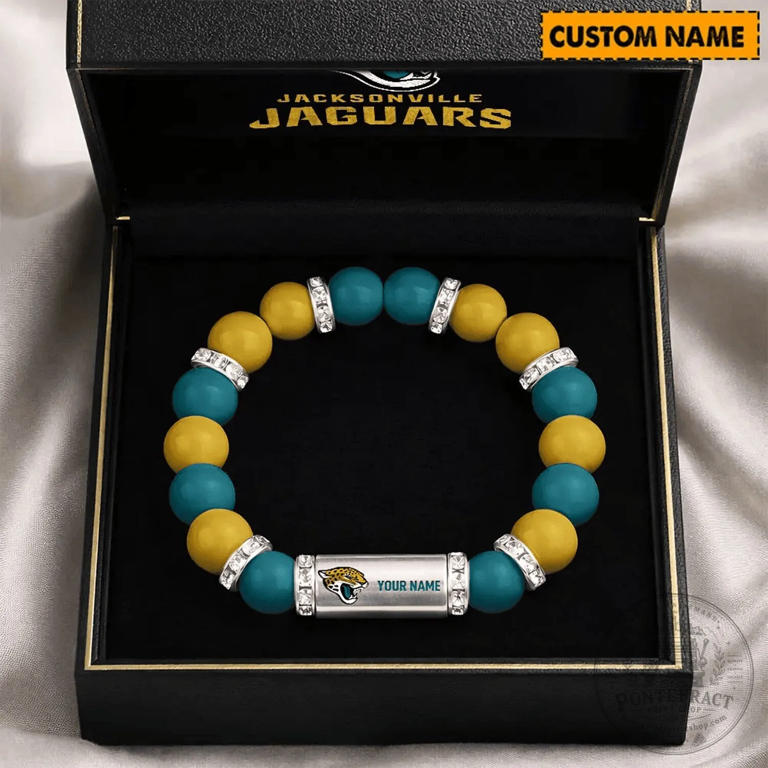 Jacksonville Jaguars Custom Name Beaded Bracelet