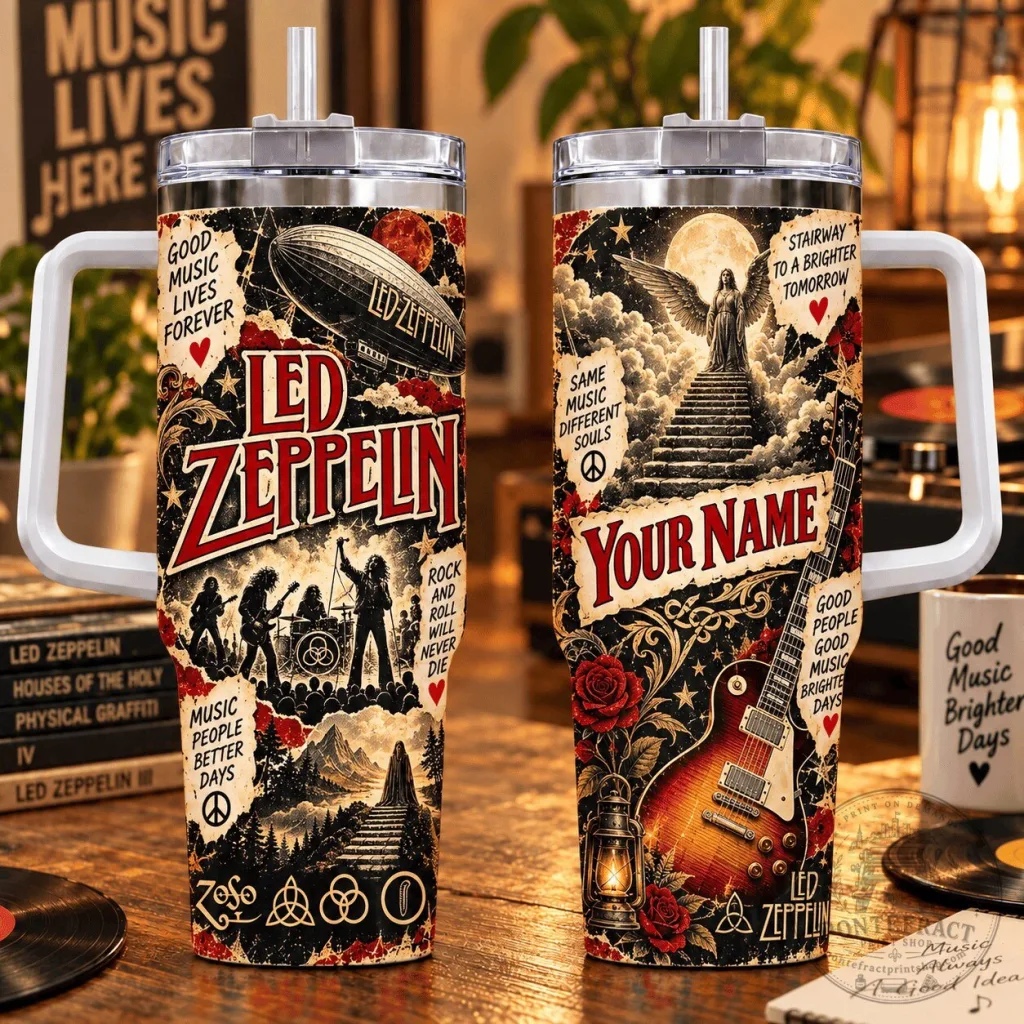 Led Zeppelin Personalized Stainless Steel Insulated Tumbler with Handle Led Zeppelin Personalized Stainless Steel Insulated Tumbler with Handle