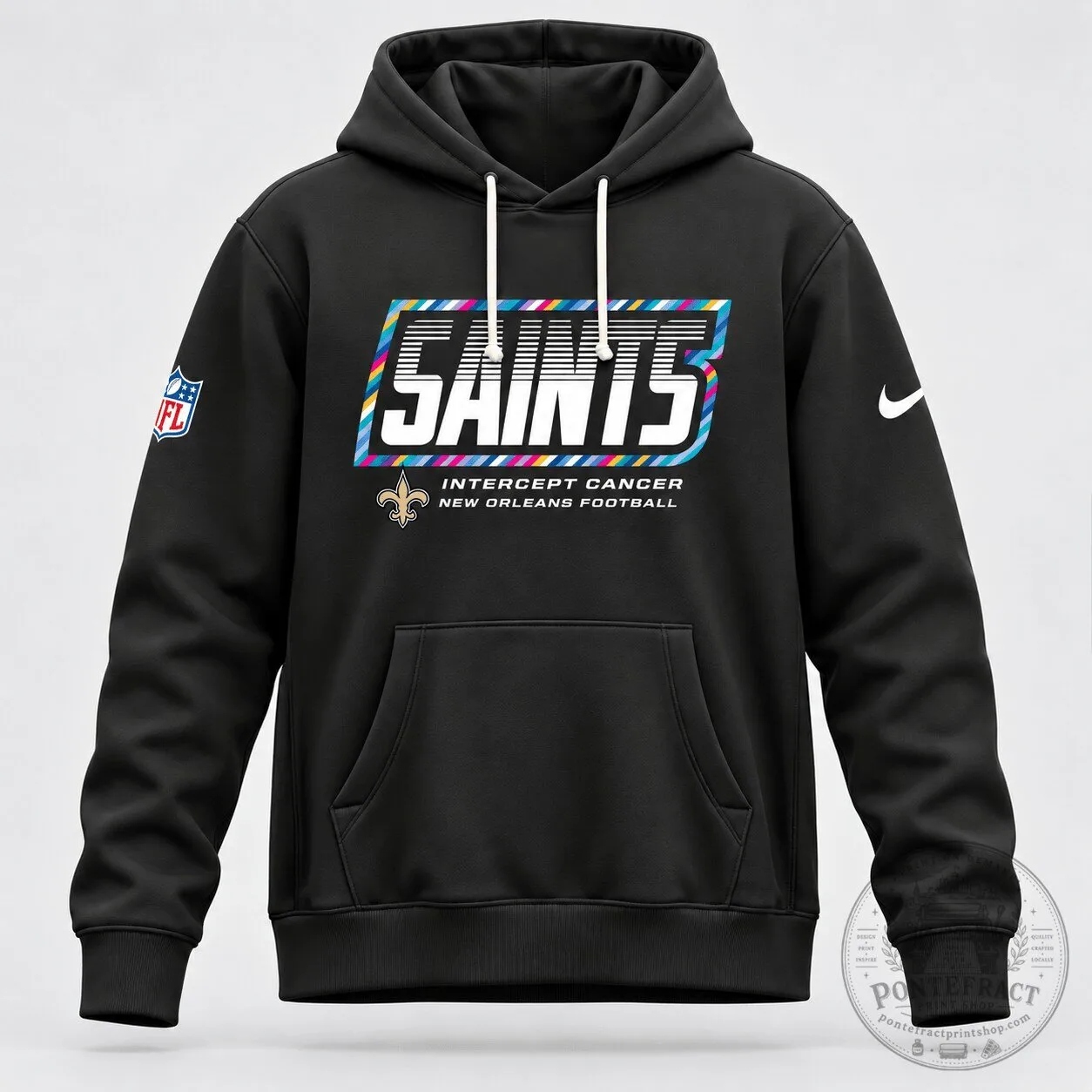 New Orleans Saints Intercept Cancer Crucial Catch Black Hoodie