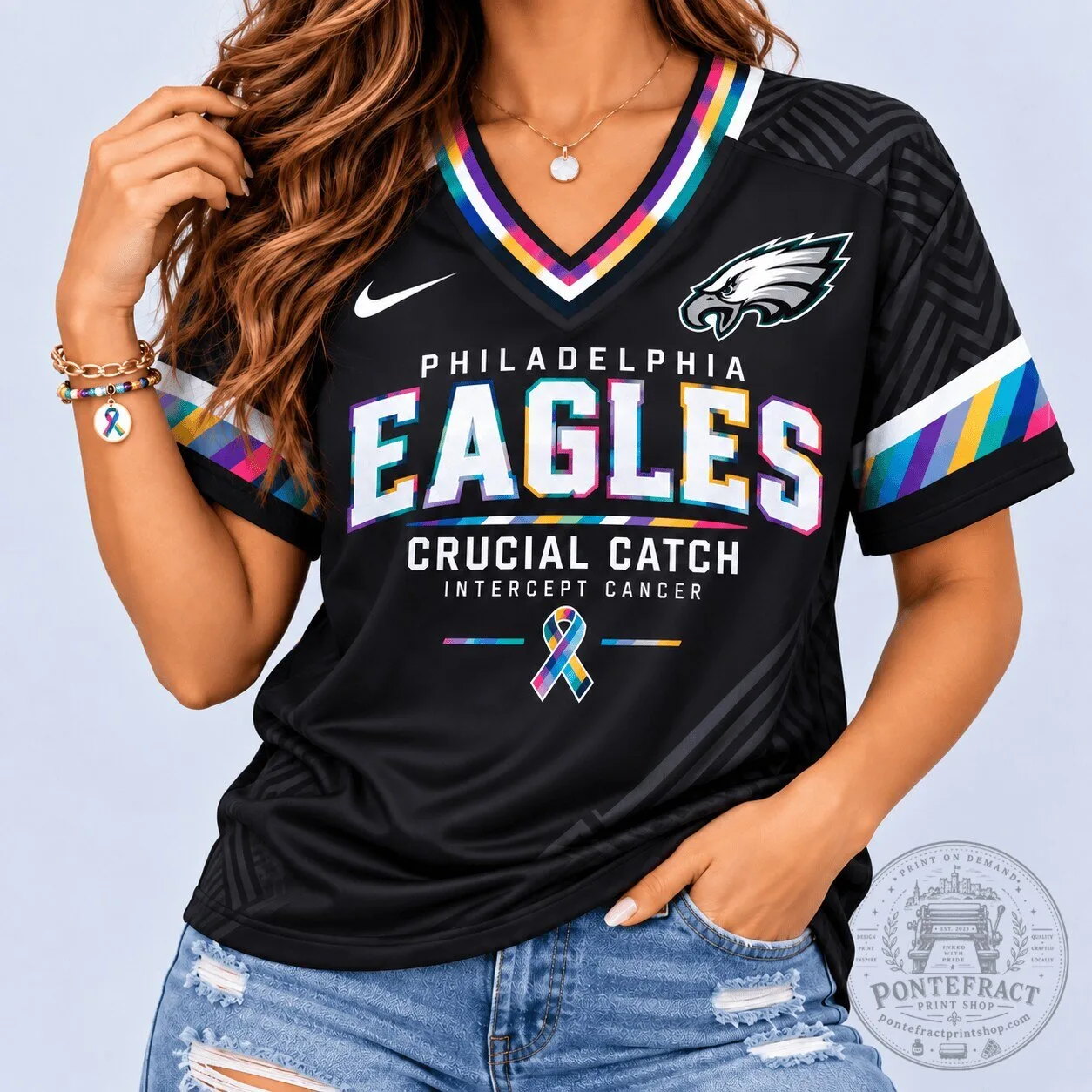 Philadelphia Eagles Football Jersey for Crucial Catch to Intercept Cancer