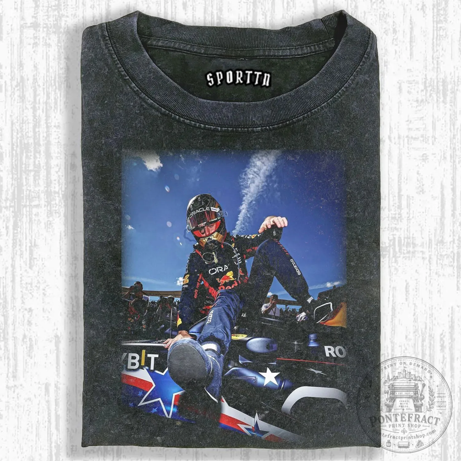 Max Verstappen T-Shirt featuring Portrait of Formula One Racing Driver