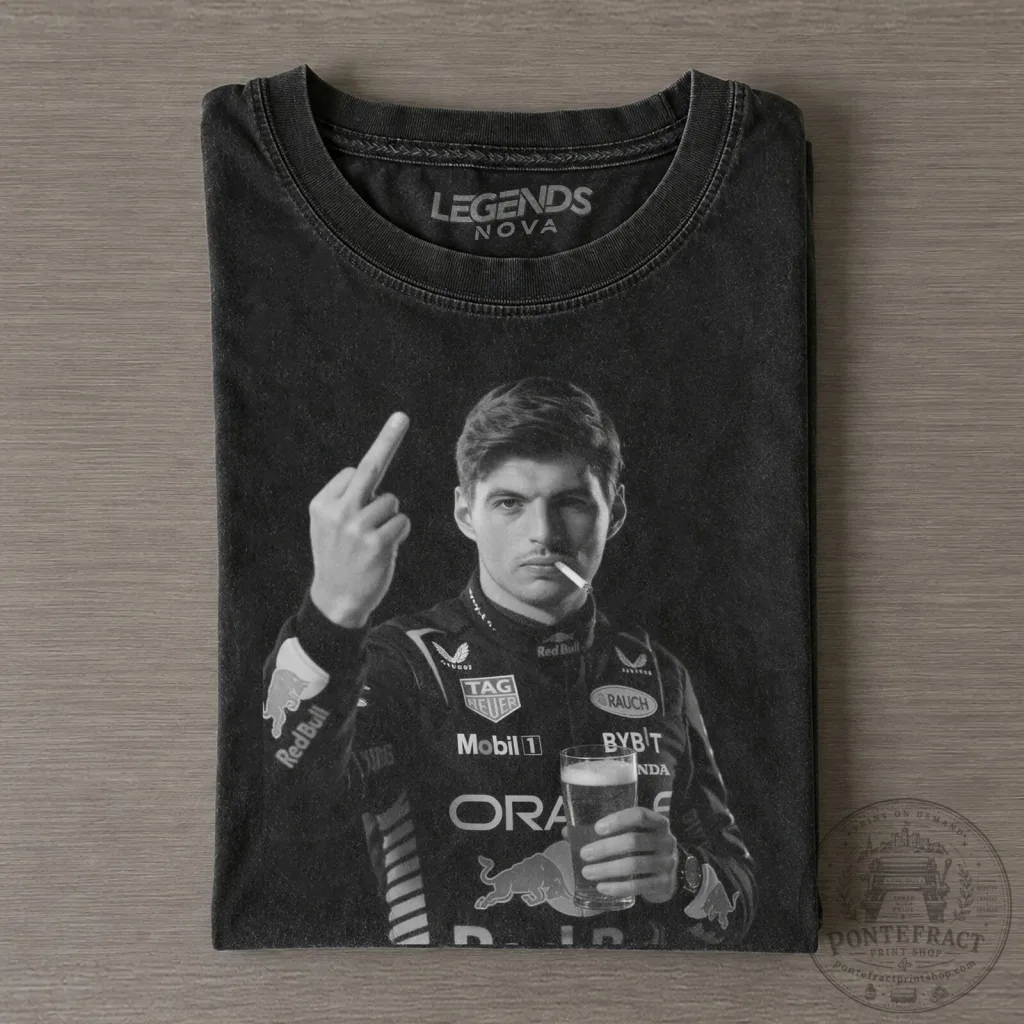 Funny Formula 1 Driver T-Shirt Featuring Max Verstappen's Middle Finger Design Funny Formula 1 Driver T-Shirt Featuring Max Verstappen's Middle Finger Design