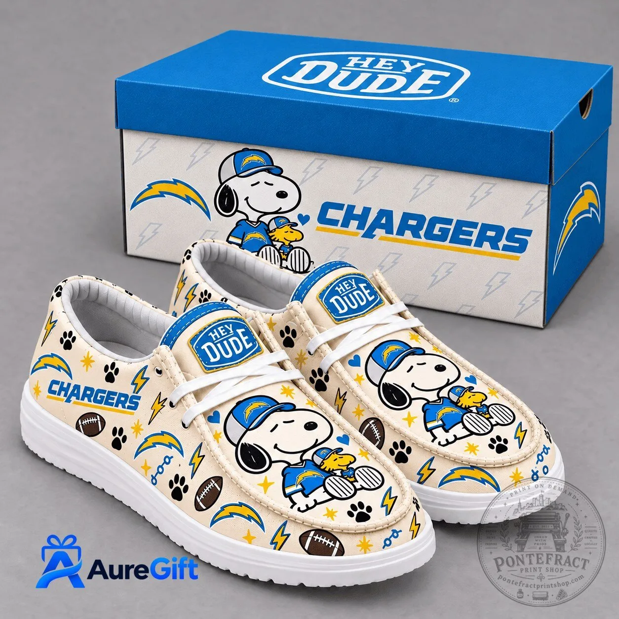 Los Angeles Chargers Snoopy Hey Dude Shoes Football Team Fan Footwear