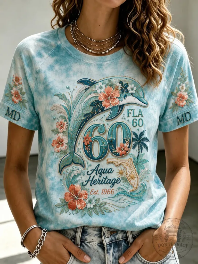 Aqua Heritage Dolphin Florida 60th Anniversary Tie Dye T-Shirt 35 Aqua Heritage Dolphin Florida 60th Anniversary Tie Dye T-Shirt