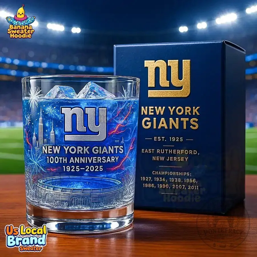 New York Giants 100th Anniversary Football Team Whiskey Glass