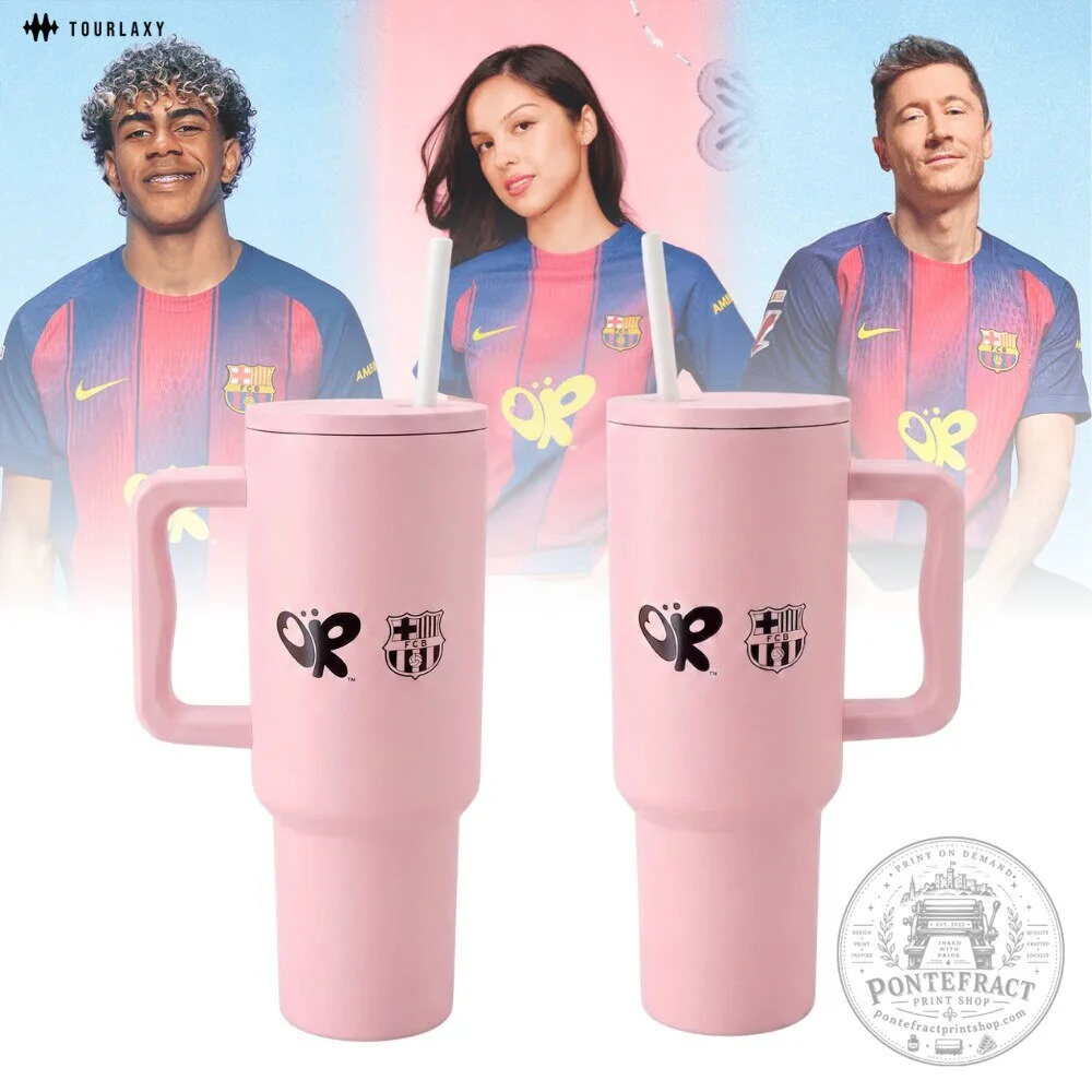 Olivia Rodrigo Barcelona Football Club Pink 40 Ounce Tumbler with Handle