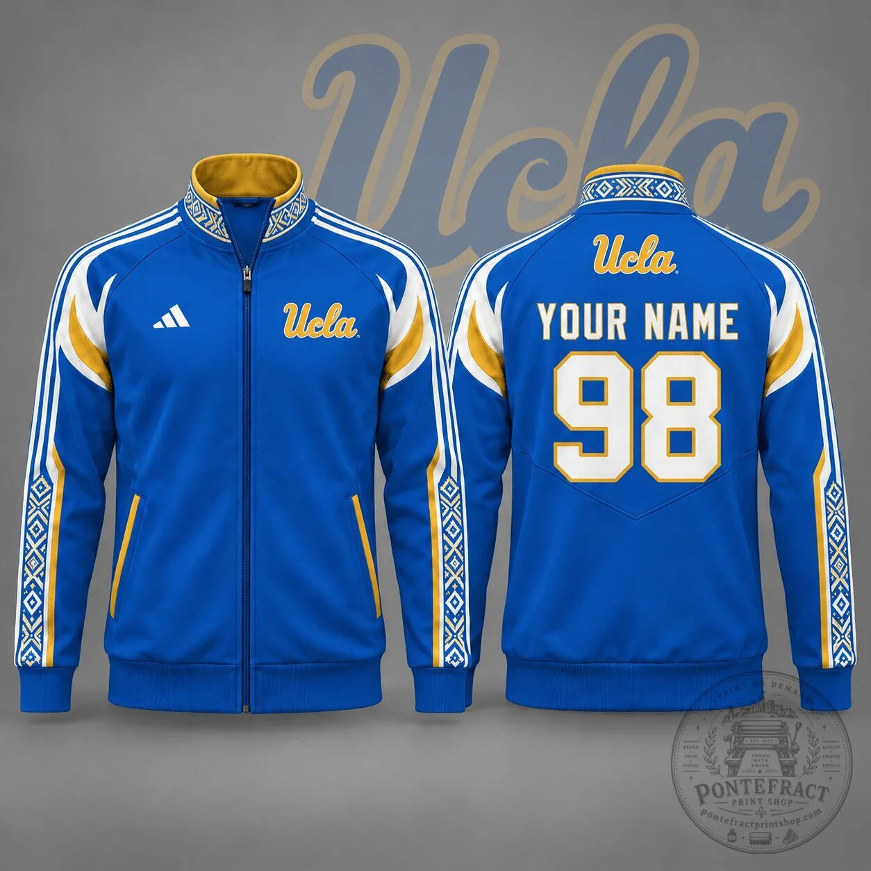 UCLA Bruins Royal Blue Personalized Tradition Line Full Zip Track Jacket
