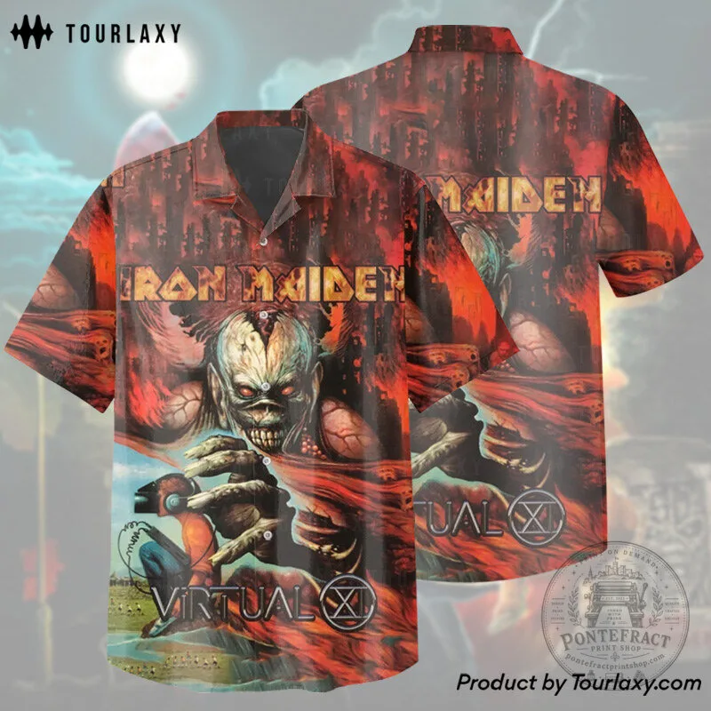 Iron Maiden Virtual XI Album Cover Art Rock Band Hawaiian Shirt