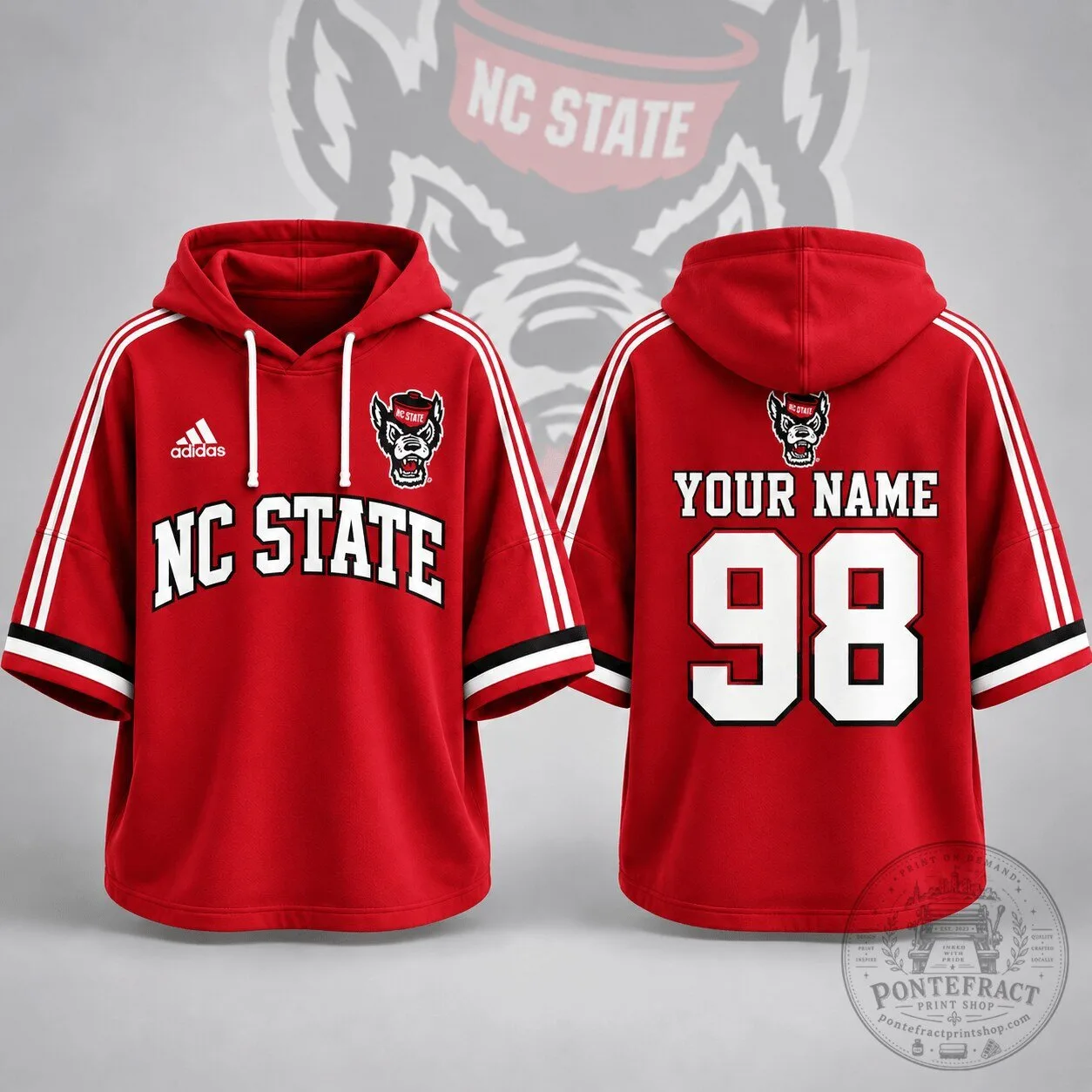 North Carolina State Wolfpack Personalized Short Sleeve Hoodie Jersey