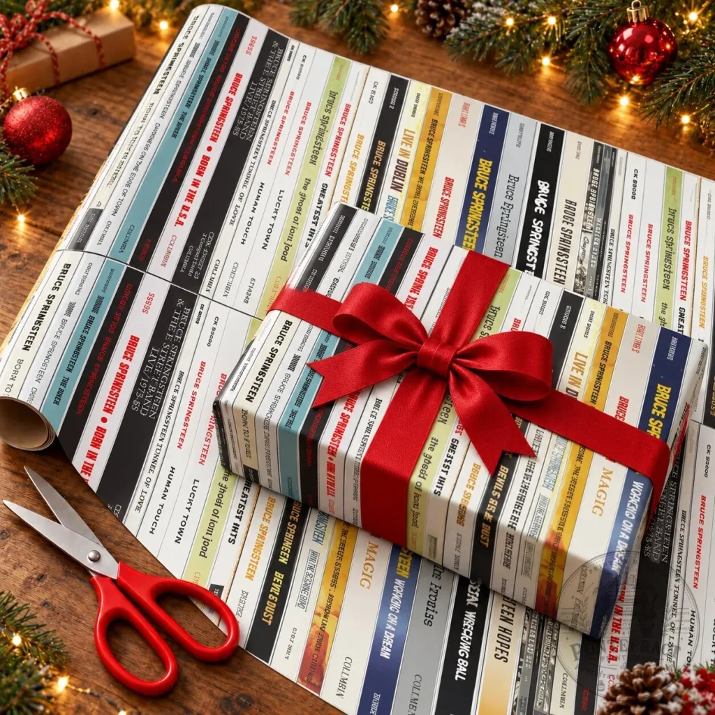 Bruce Springsteen Cassette Spines Music Album Gift Wrapping Paper Bruce Springsteen Cassette Spines Music Album Gift Wrapping Paper