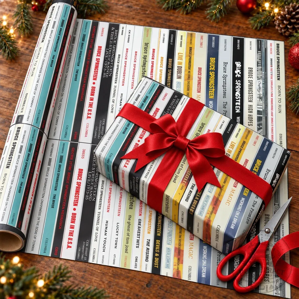 Bruce Springsteen Cassette Spines Music Album Gift Wrapping Paper 9 Bruce Springsteen Cassette Spines Music Album Gift Wrapping Paper