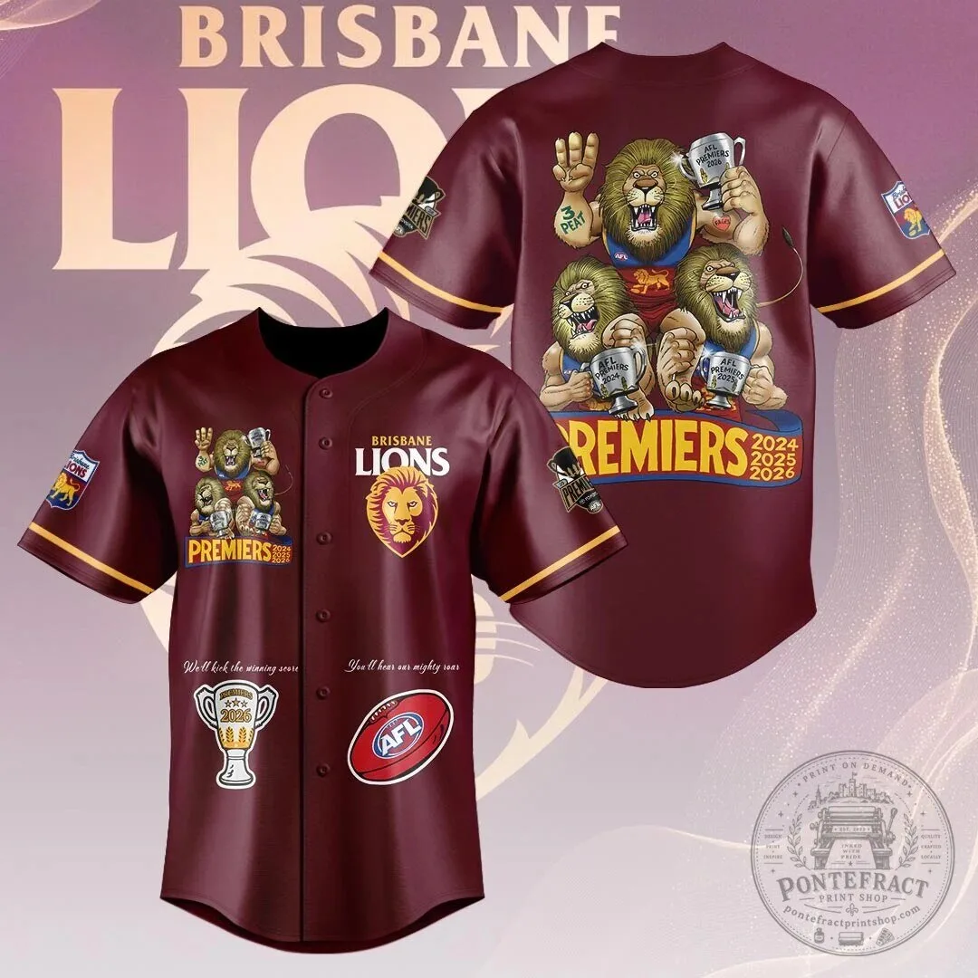 Brisbane Lions AFL Premiers 2026 Baseball Jersey