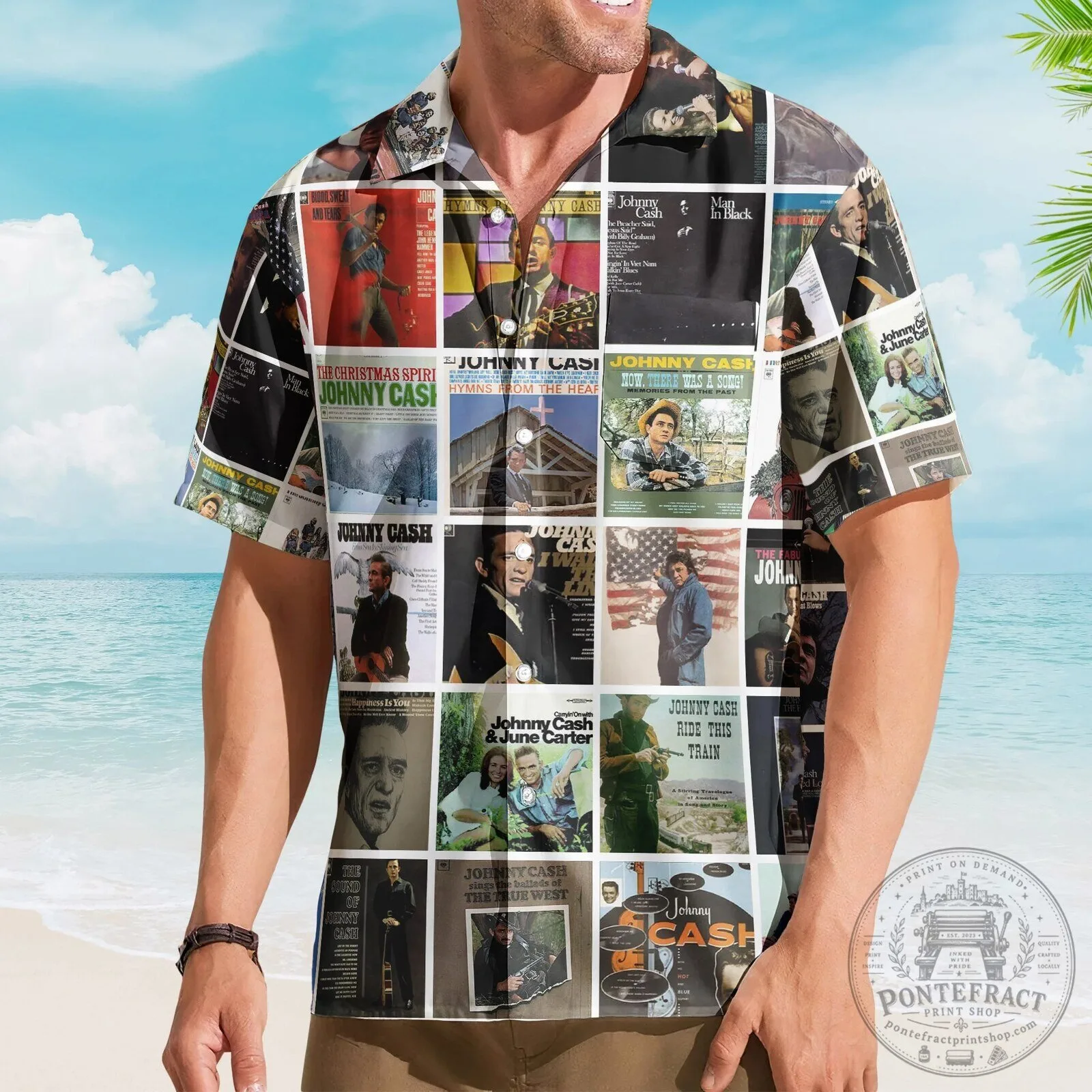 Country Music Johnny Cash Album Covers Hawaiian Shirt