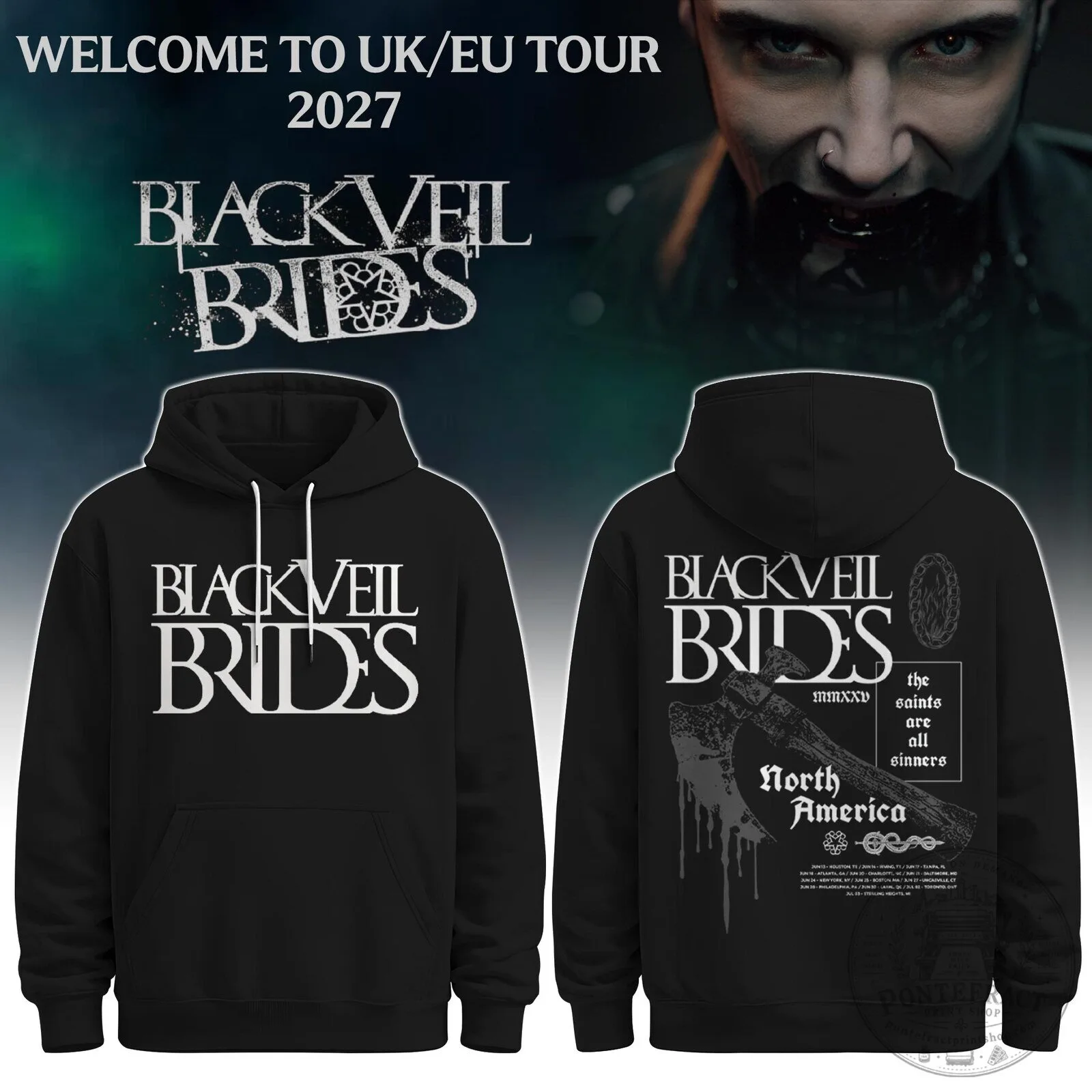 North America Tour Hoodie for The Saints Are All Sinners by Black Veil Brides