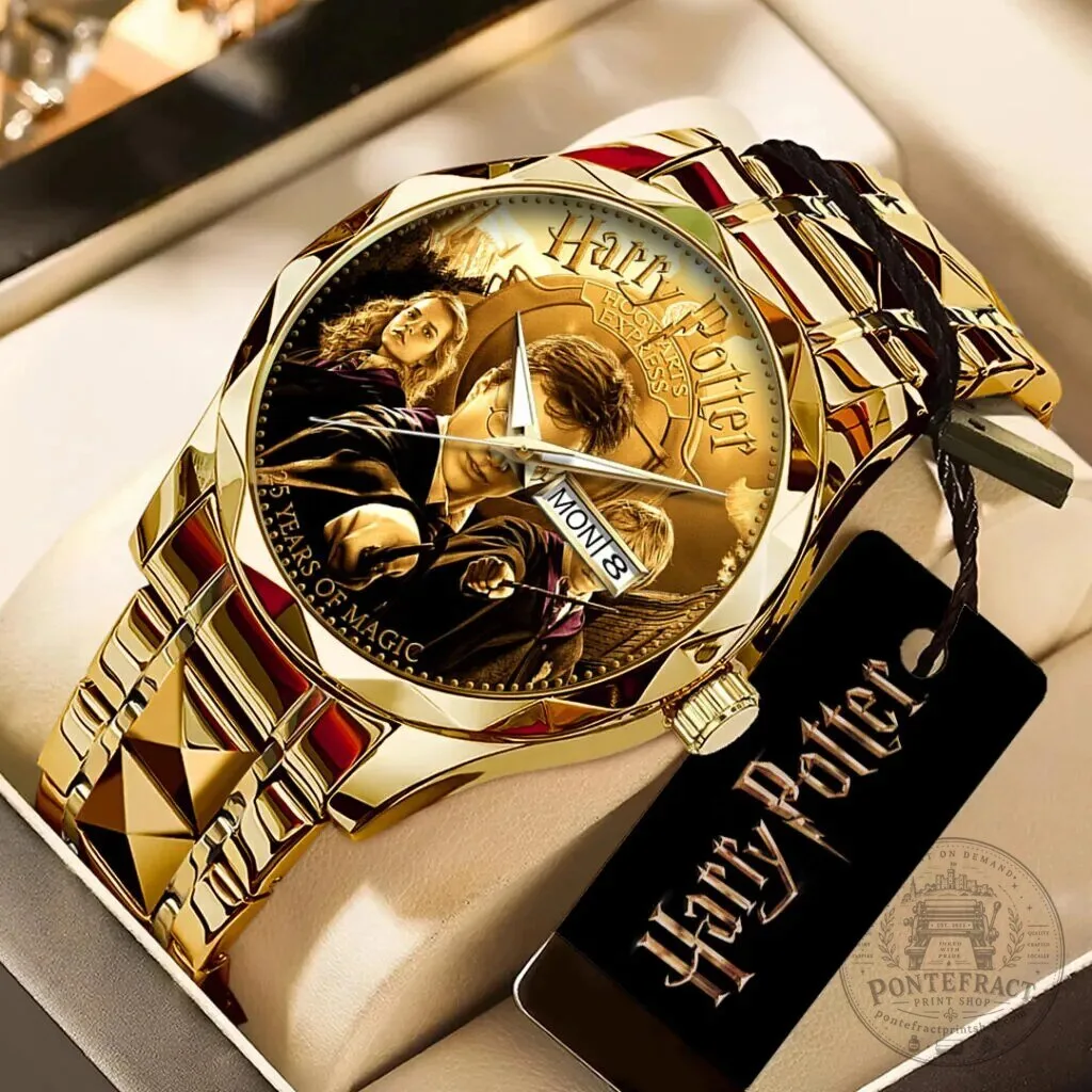 25th Anniversary Golden Luxury Quartz Watch for Harry Potter Fans