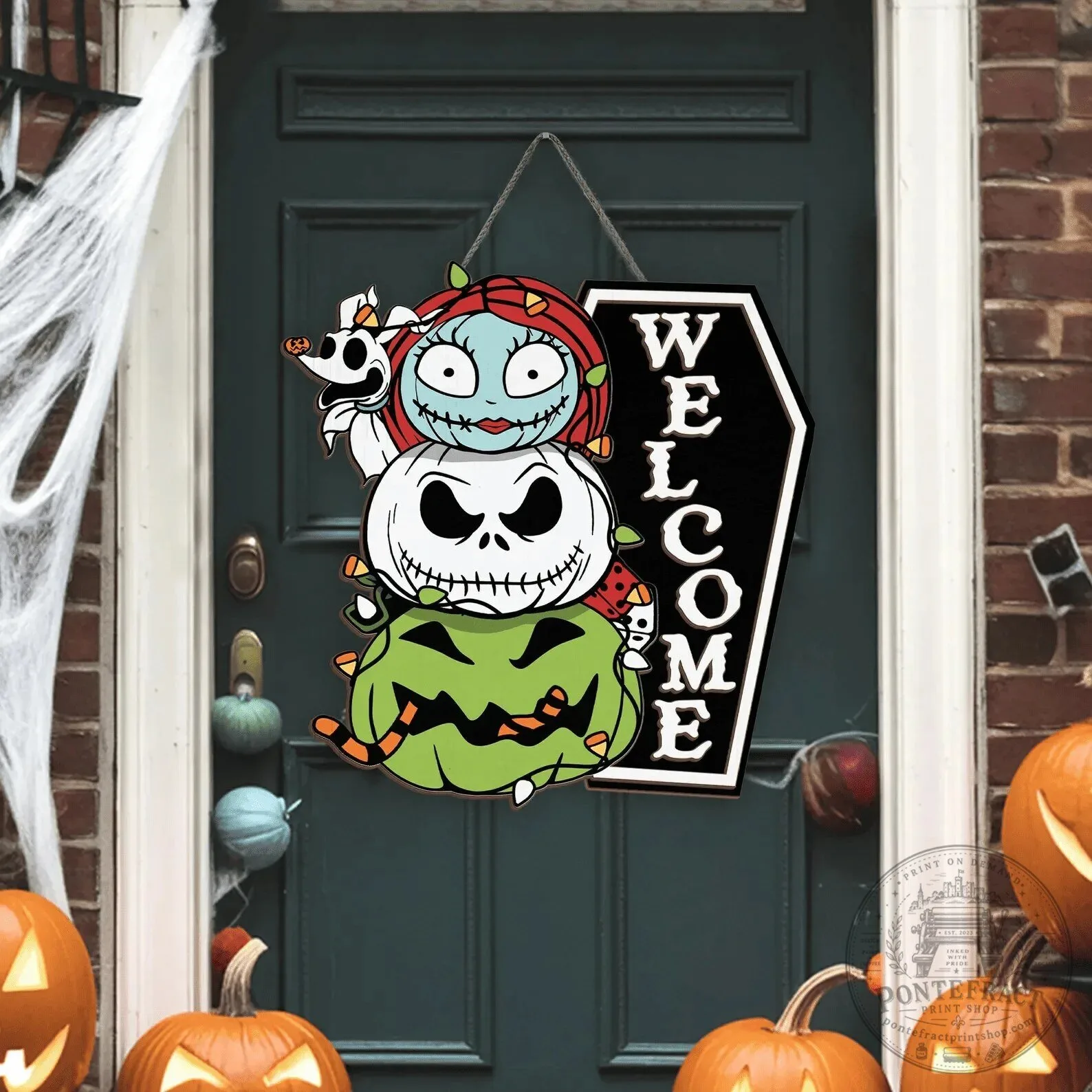 Nightmare Before Christmas Jack Skellington Sally Welcome Door Sign