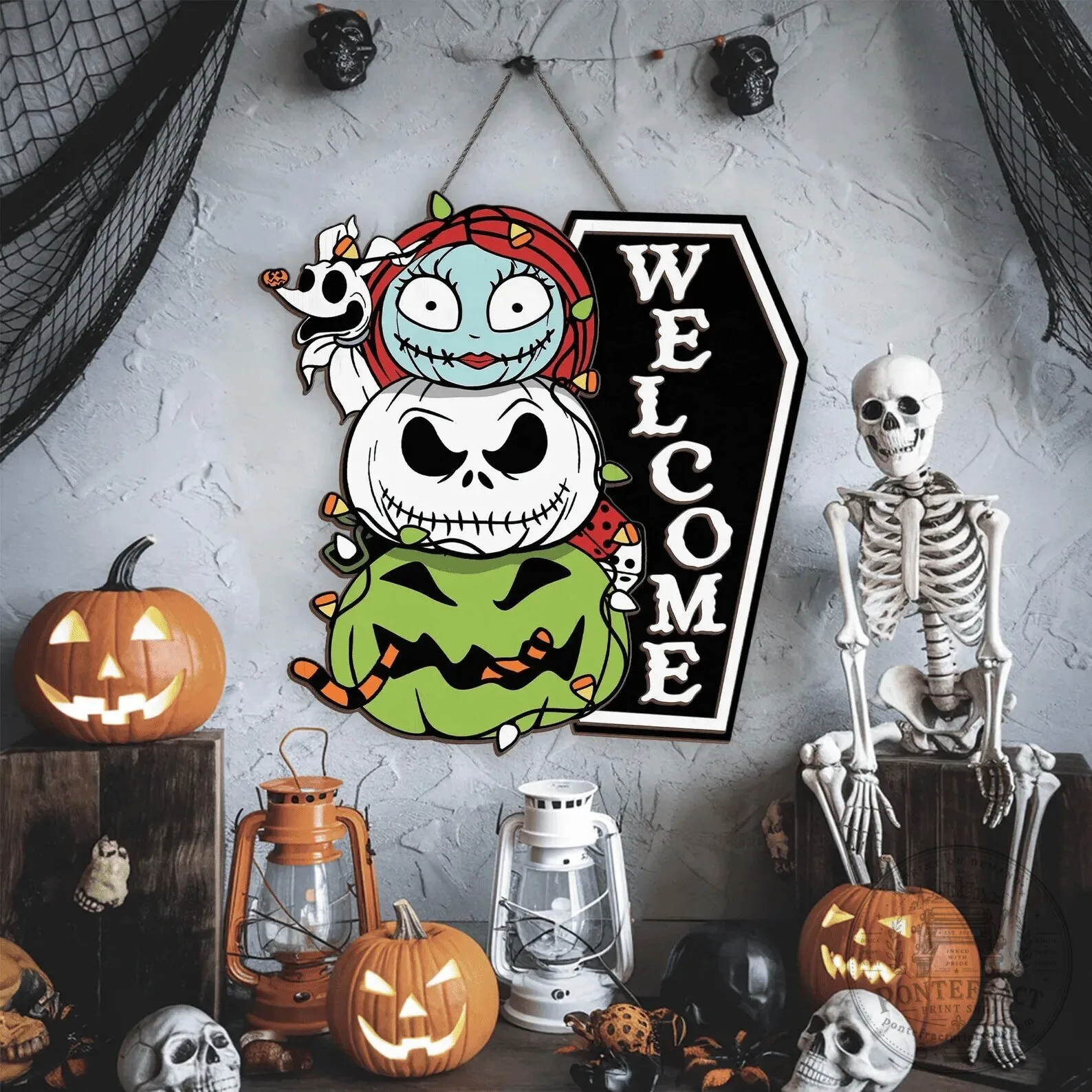 Nightmare Before Christmas Jack Skellington Sally Welcome Door Sign 8 Nightmare Before Christmas Jack Skellington Sally Welcome Door Sign