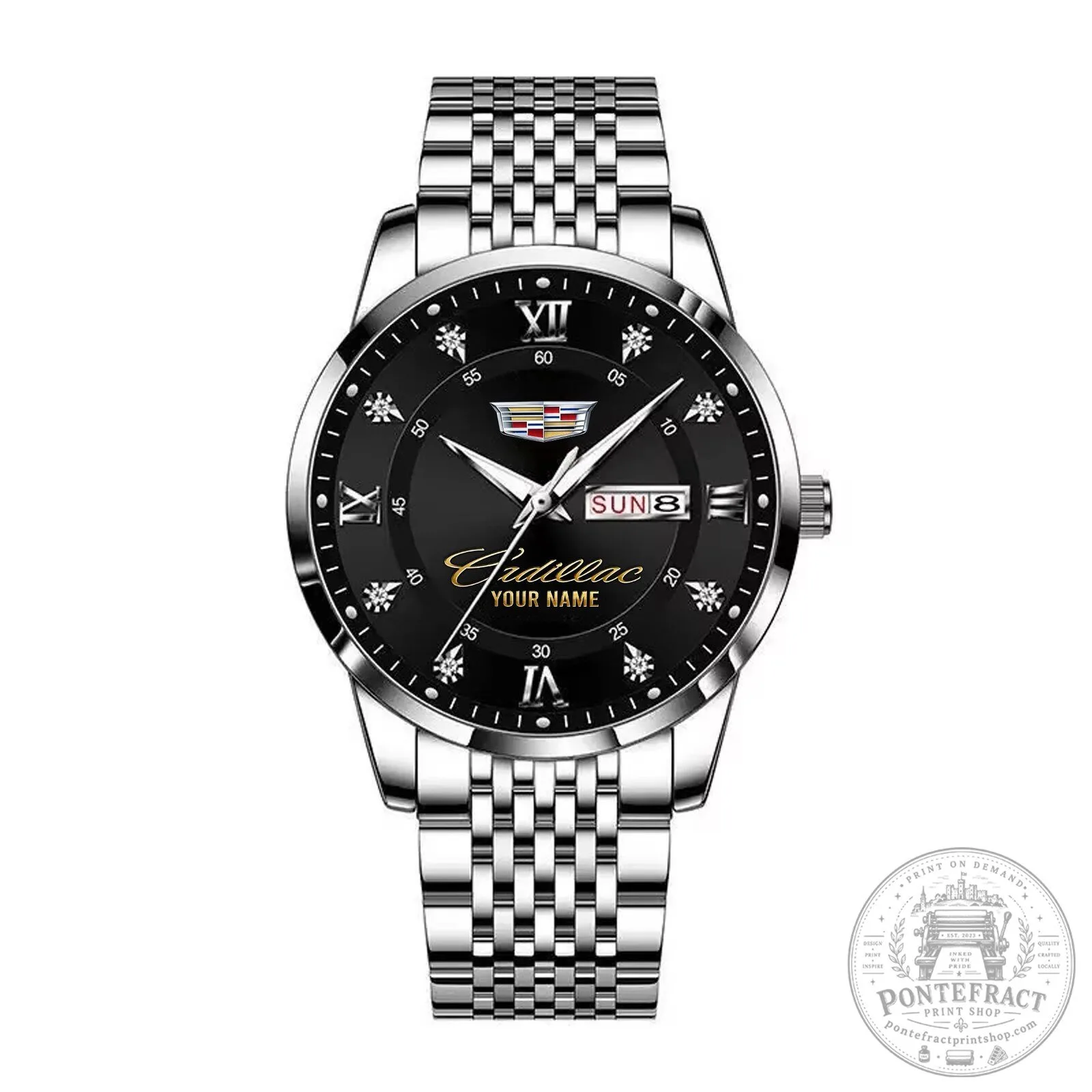 Cadillac Custom Name Gold and Silver Stainless Steel Watch 19 Cadillac Custom Name Gold and Silver Stainless Steel Watch