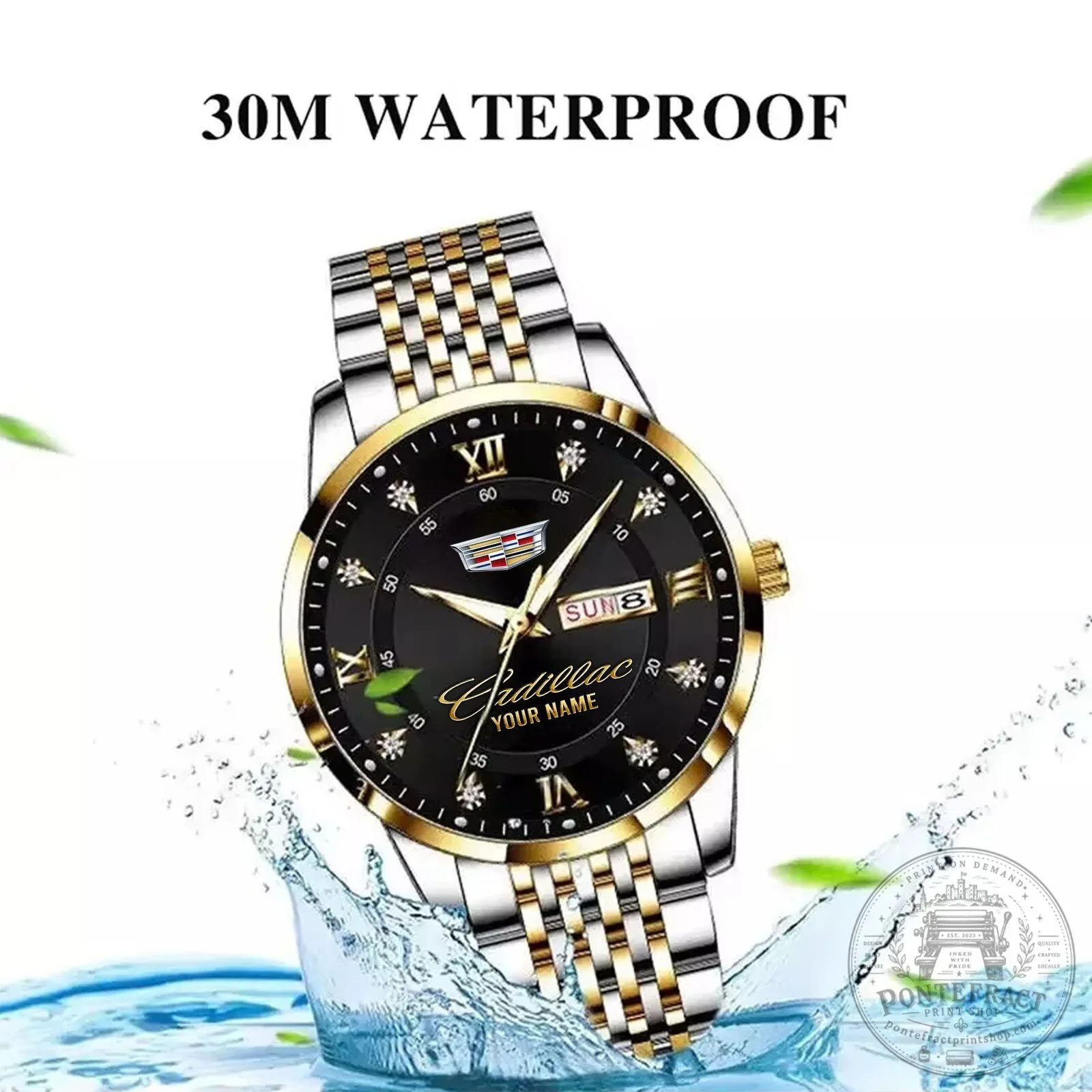 Cadillac Custom Name Gold and Silver Stainless Steel Watch 21 Cadillac Custom Name Gold and Silver Stainless Steel Watch