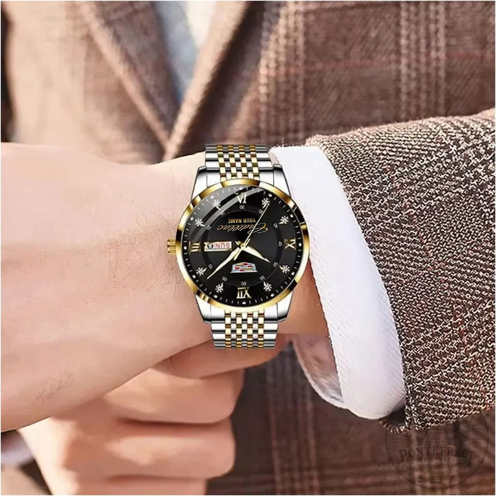 Cadillac Custom Name Gold and Silver Stainless Steel Watch 22 Cadillac Custom Name Gold and Silver Stainless Steel Watch