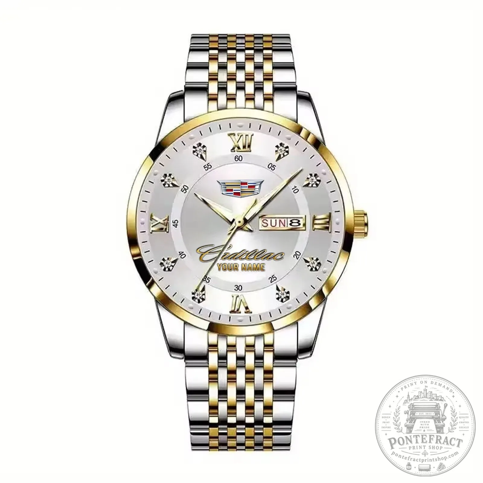 Cadillac Custom Name Gold and Silver Stainless Steel Watch 25 Cadillac Custom Name Gold and Silver Stainless Steel Watch