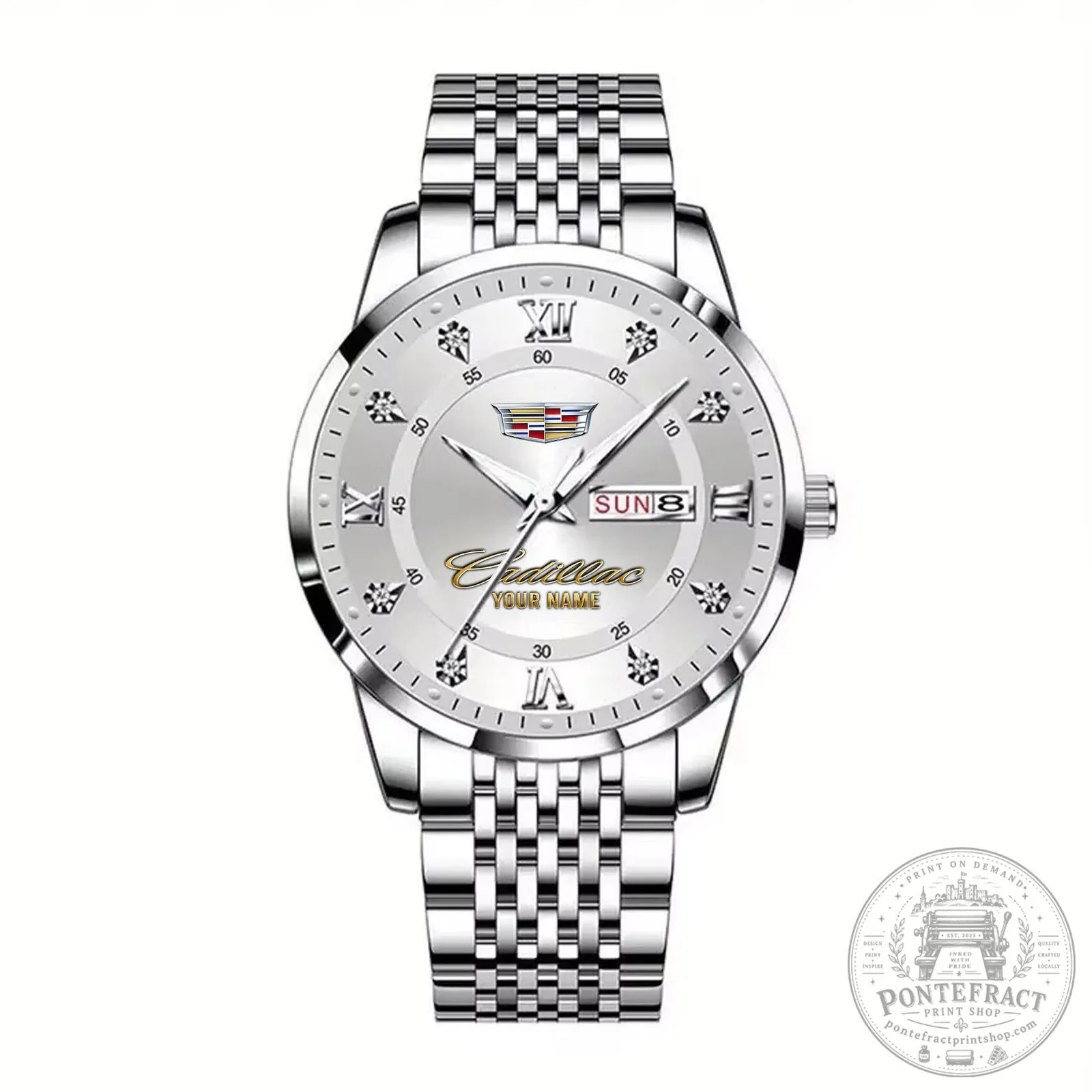 Cadillac Custom Name Gold and Silver Stainless Steel Watch 26 Cadillac Custom Name Gold and Silver Stainless Steel Watch