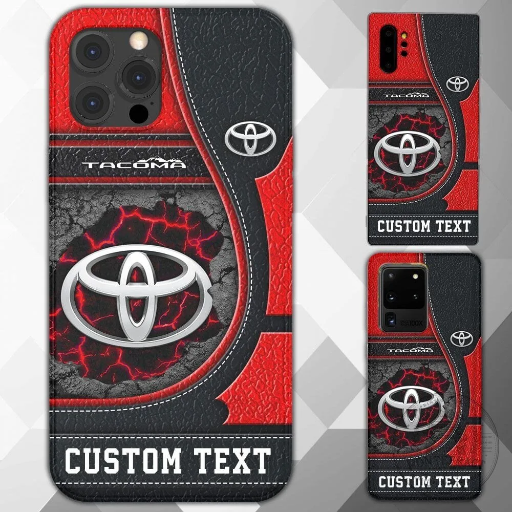 Toyota Tacoma Custom Name Red and Black Cracked Pattern Phone Case