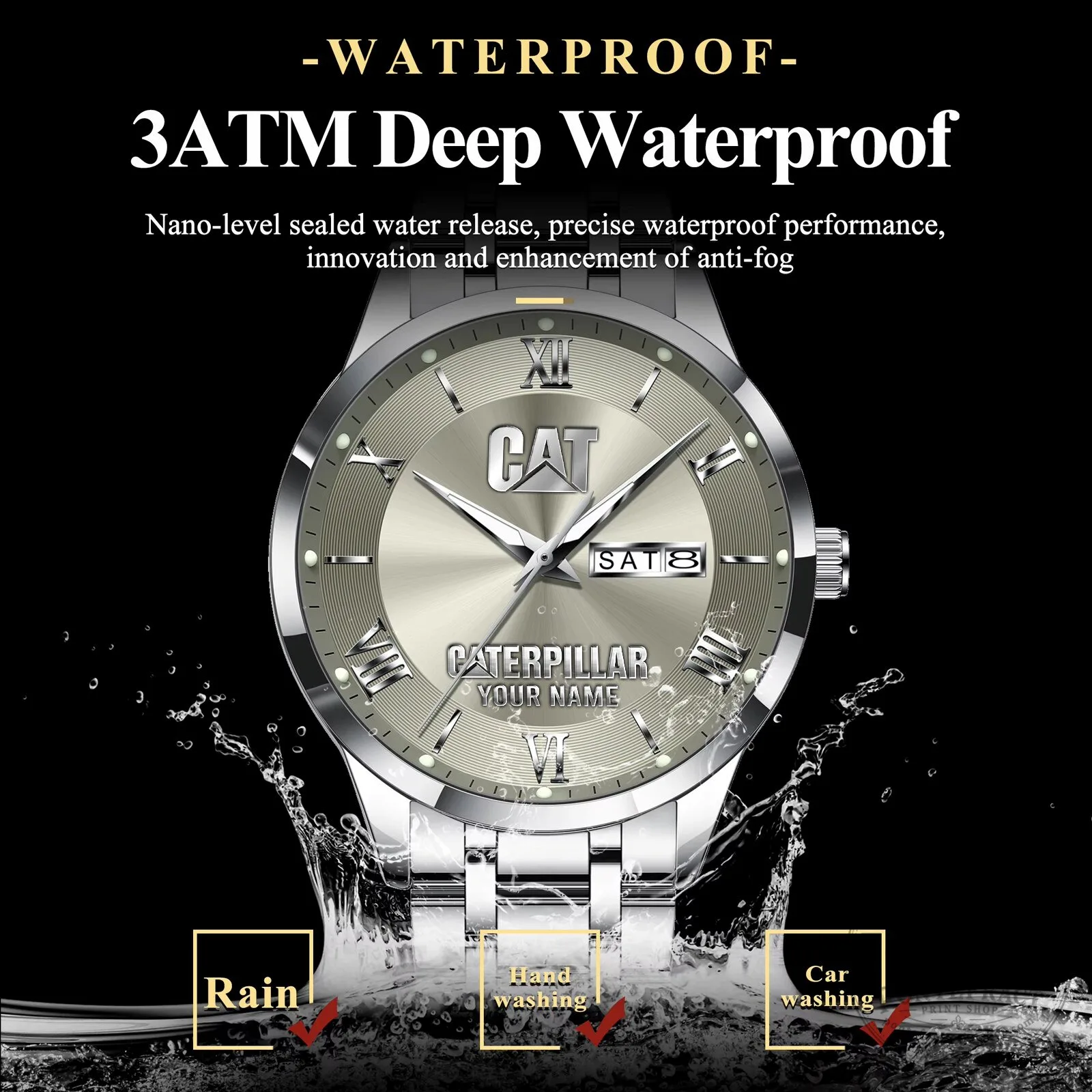Caterpillar Custom Name Silver Stainless Steel Men's Watch 19 Caterpillar Custom Name Silver Stainless Steel Men
