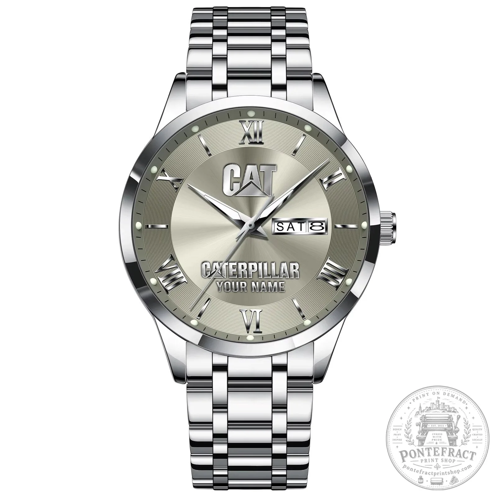 Caterpillar Custom Name Silver Stainless Steel Men's Watch 21 Caterpillar Custom Name Silver Stainless Steel Men