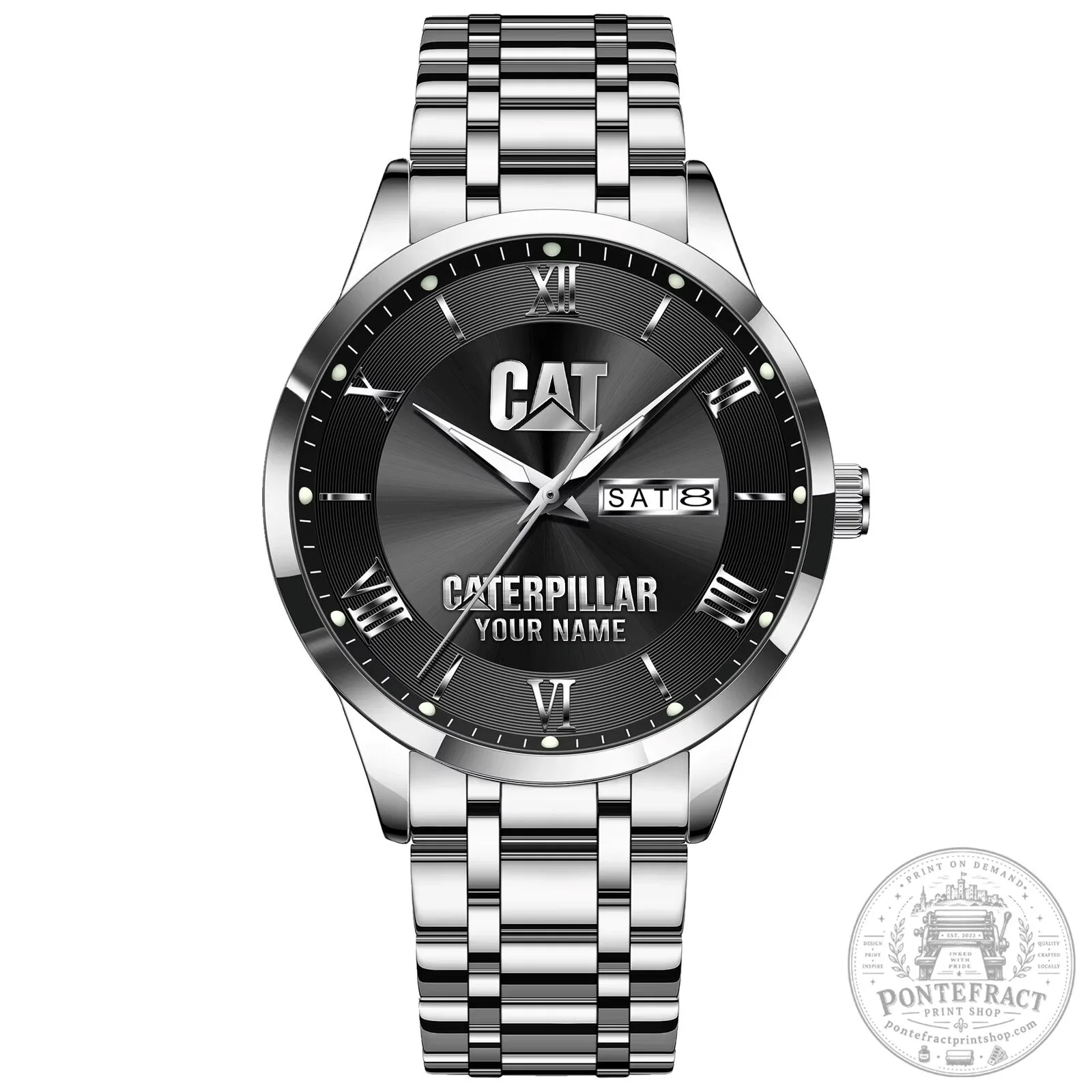 Caterpillar Custom Name Silver Stainless Steel Men's Watch 22 Caterpillar Custom Name Silver Stainless Steel Men