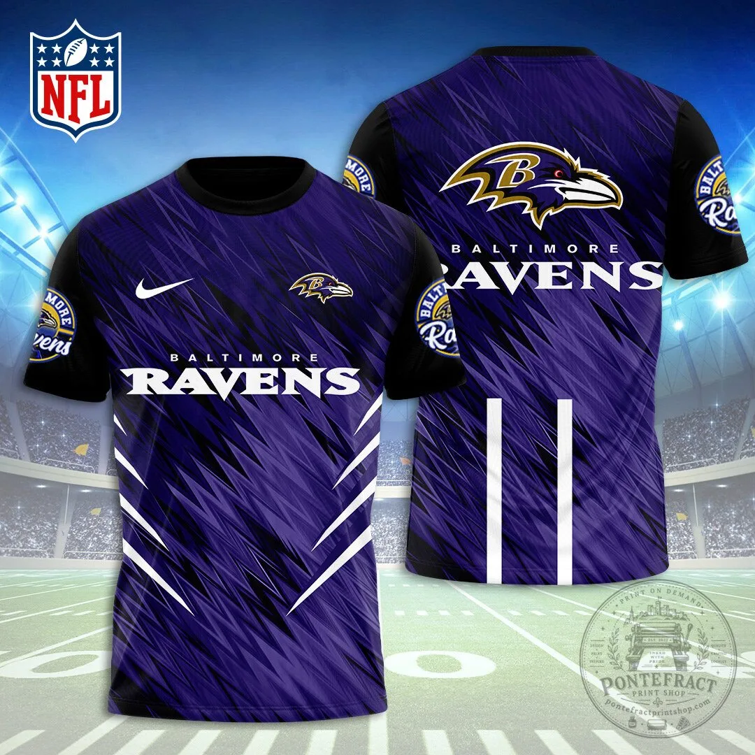 Baltimore Ravens NFL Football Team Purple Patterned Fan Apparel T-Shirt