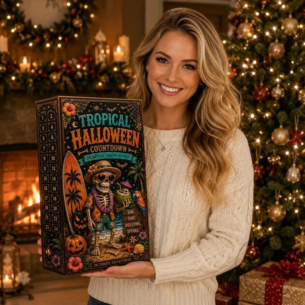 Tropical Halloween Countdown Calendar with Beachy Skeleton Figurines 2D 20 Tropical Halloween Countdown Calendar with Beachy Skeleton Figurines