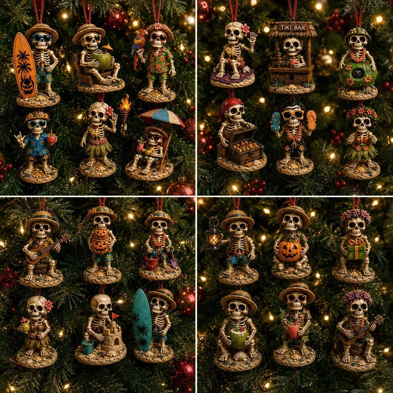 Tropical Halloween Countdown Calendar with Beachy Skeleton Figurines 2D 25 Tropical Halloween Countdown Calendar with Beachy Skeleton Figurines
