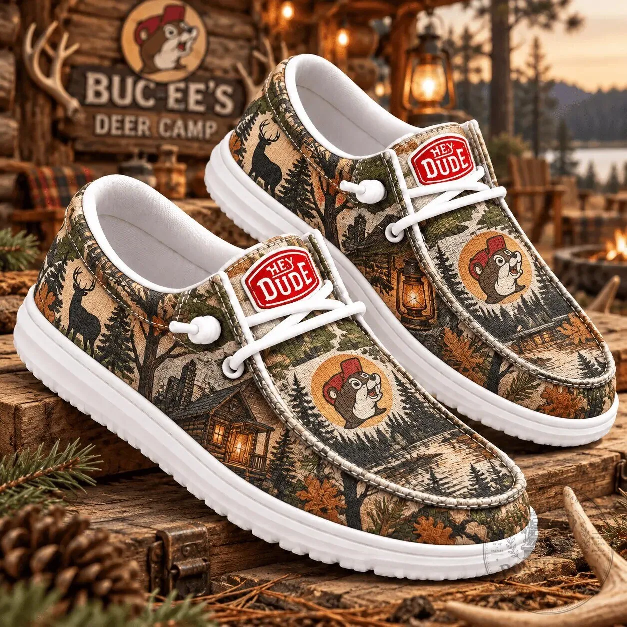Buc-ee's Deer Camp Camouflage Casual Loafer Shoes for Men and Women