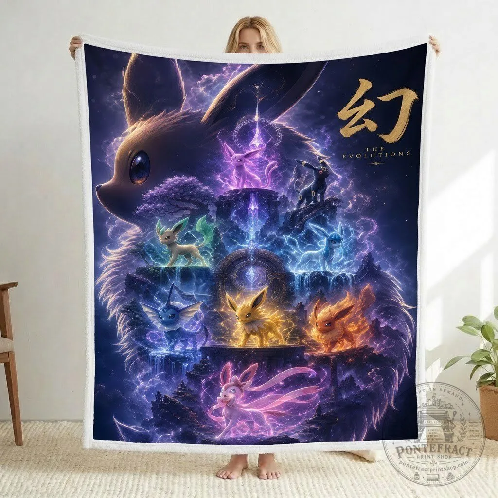 Eevee The Evolutions Pokemon Sherpa Fleece Blanket