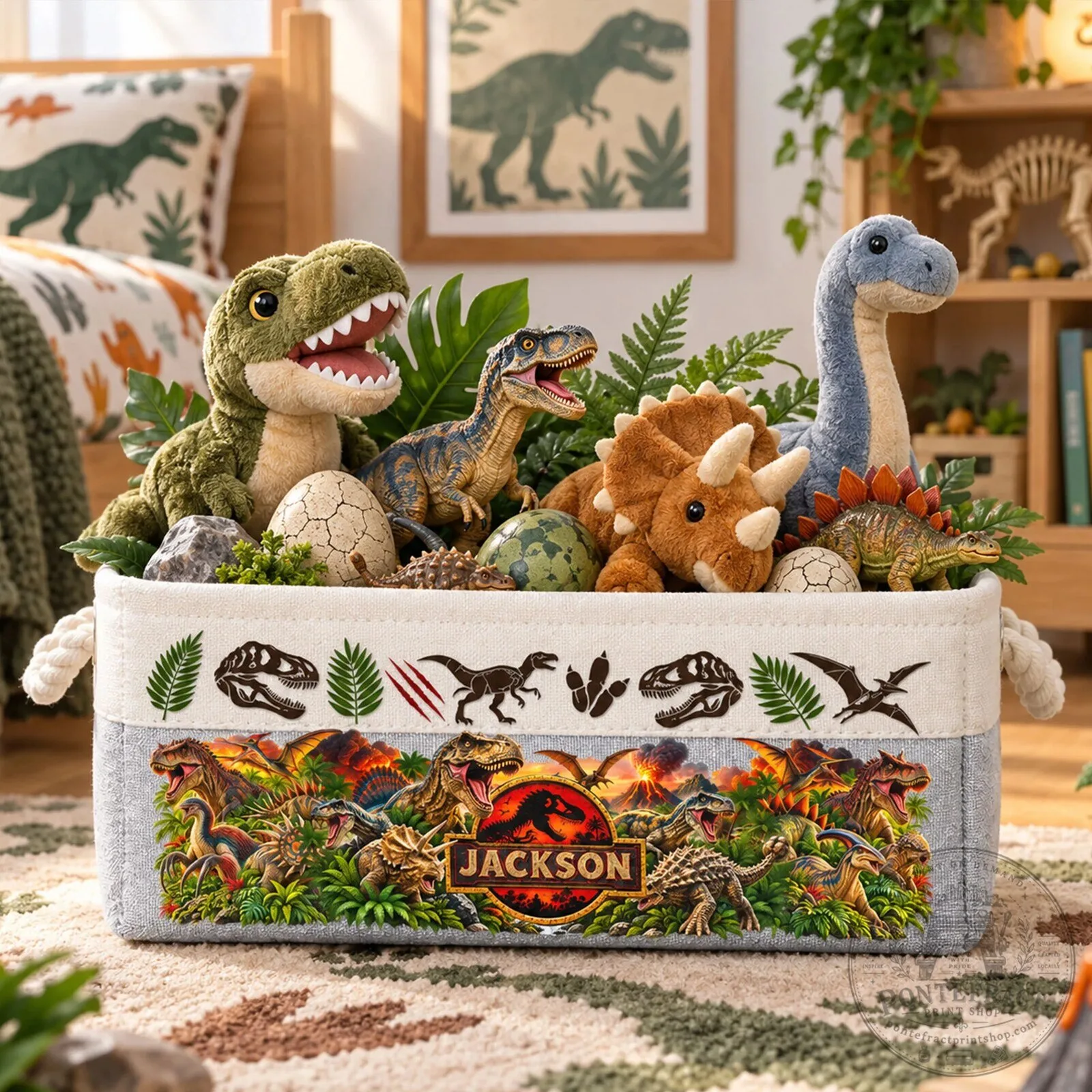 Personalized Jurassic Park Dinosaur Kids Room Storage Basket 9 Personalized Jurassic Park Dinosaur Kids Room Storage Basket