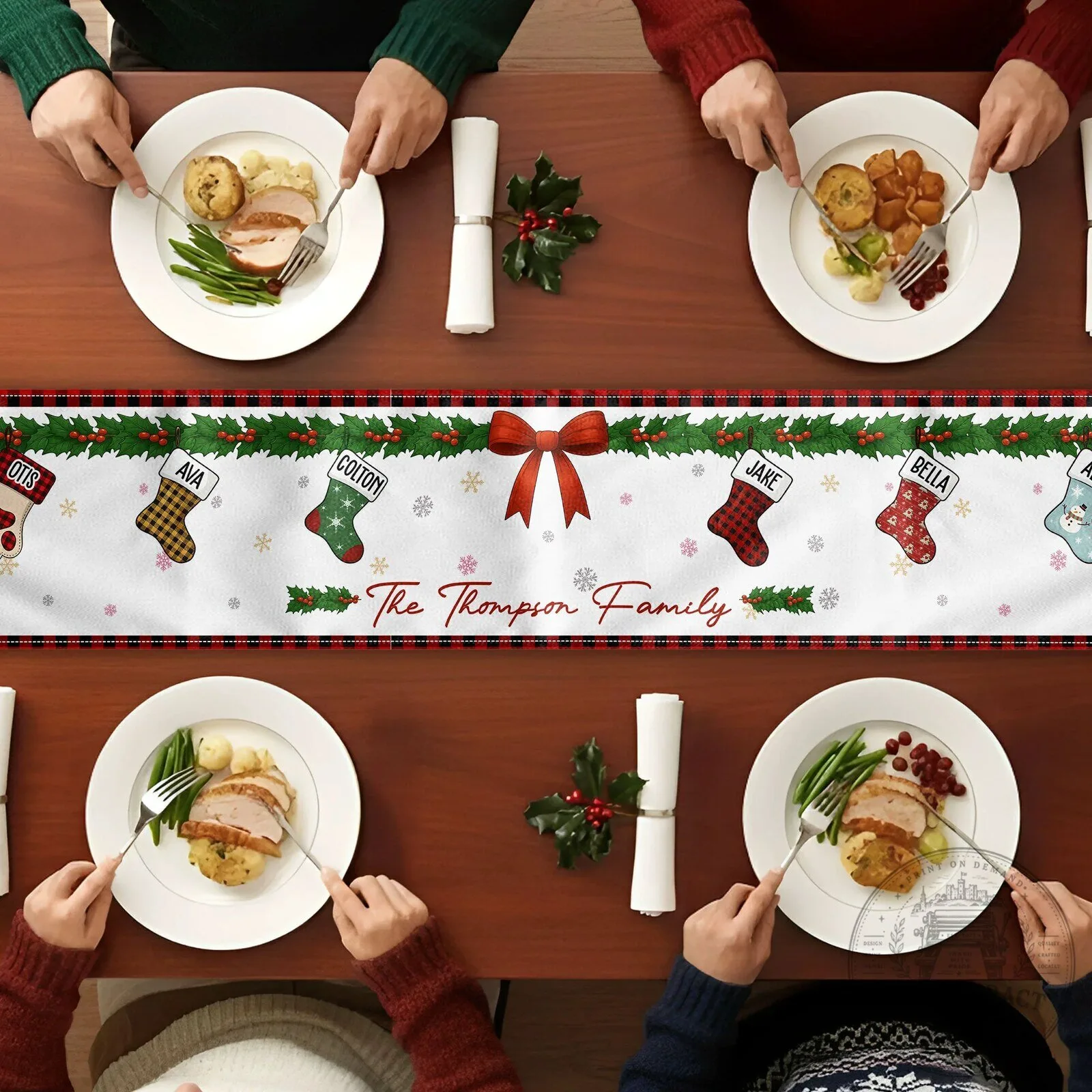 Personalized Christmas Stocking Family Name Custom Table Runner 9 Personalized Christmas Stocking Family Name Custom Table Runner
