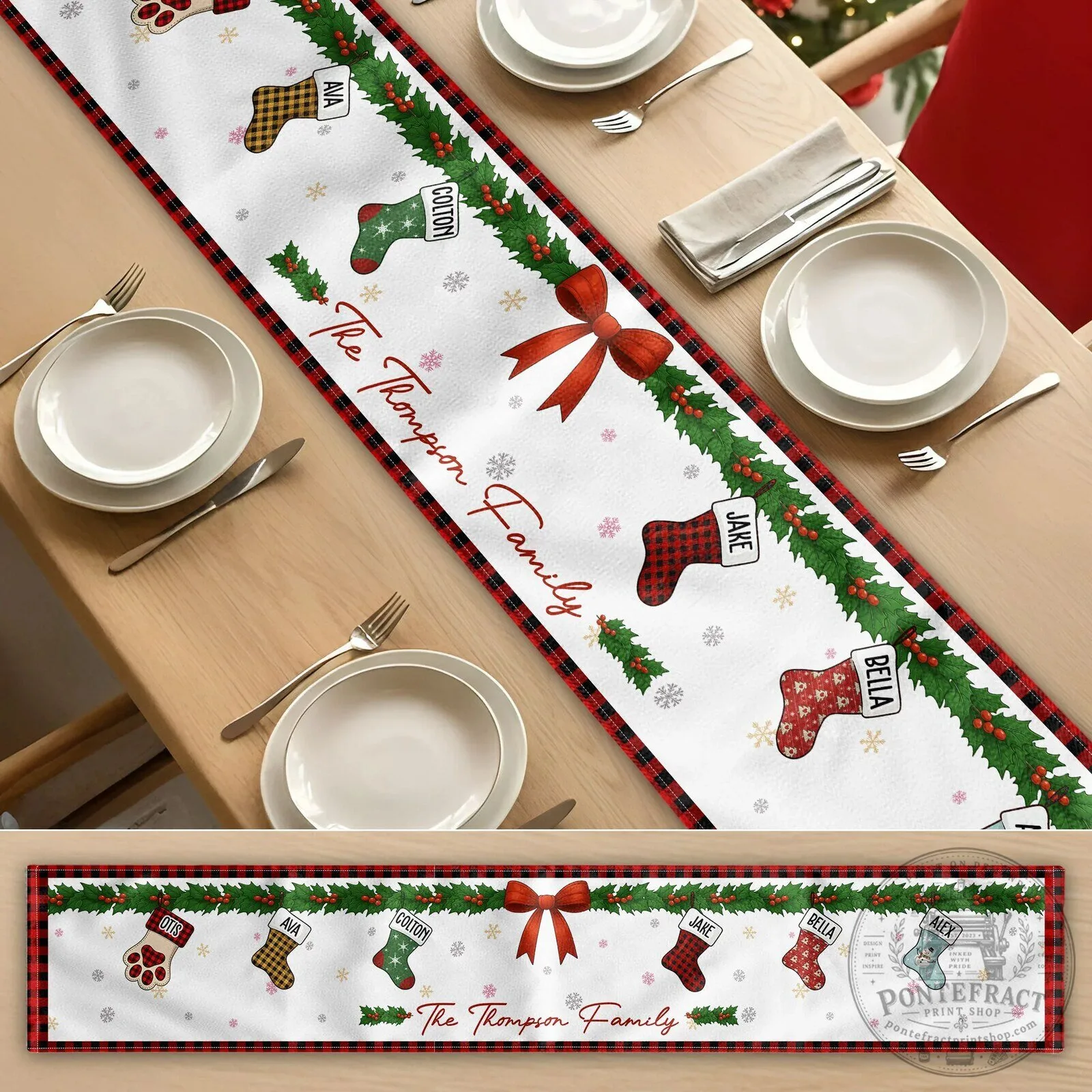 Personalized Christmas Stocking Family Name Custom Table Runner 10 Personalized Christmas Stocking Family Name Custom Table Runner