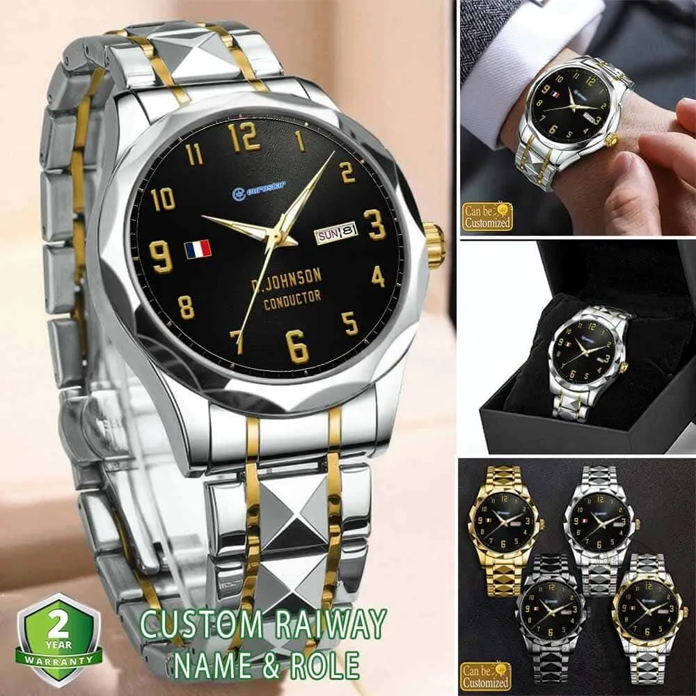 Eurostar Train Conductor Stainless Steel Wrist Watch with Custom Name 9 Eurostar Train Conductor Stainless Steel Wrist Watch with Custom Name