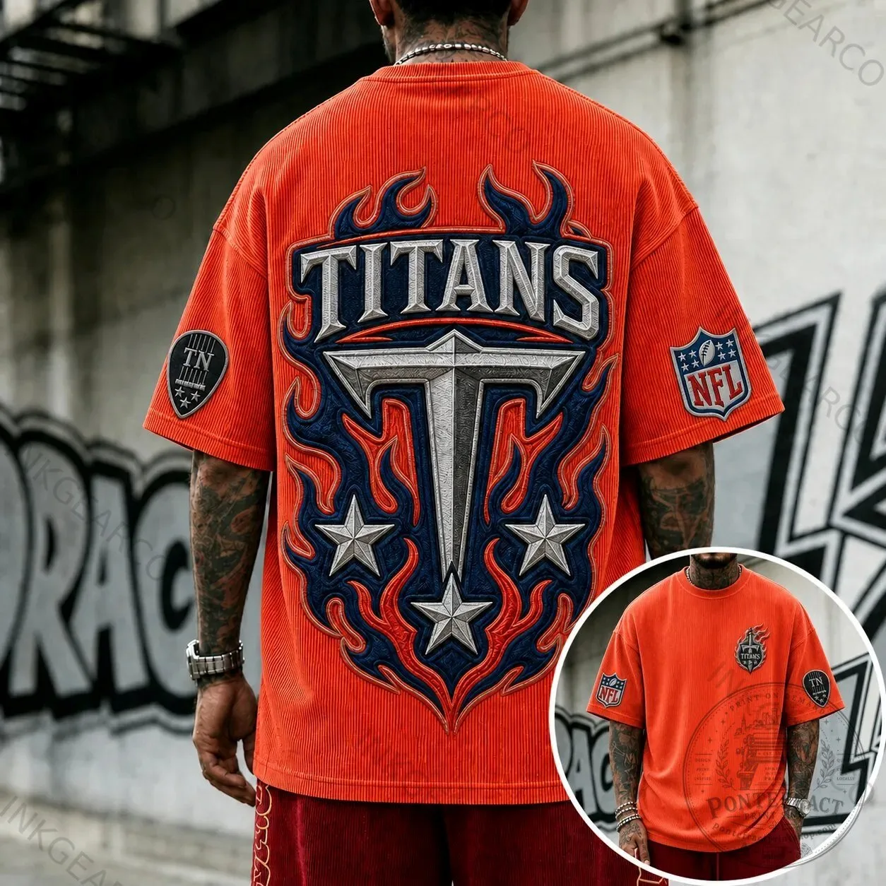 Tennessee Titans NFL Football Team Logo Short Sleeve T-Shirt for Men
