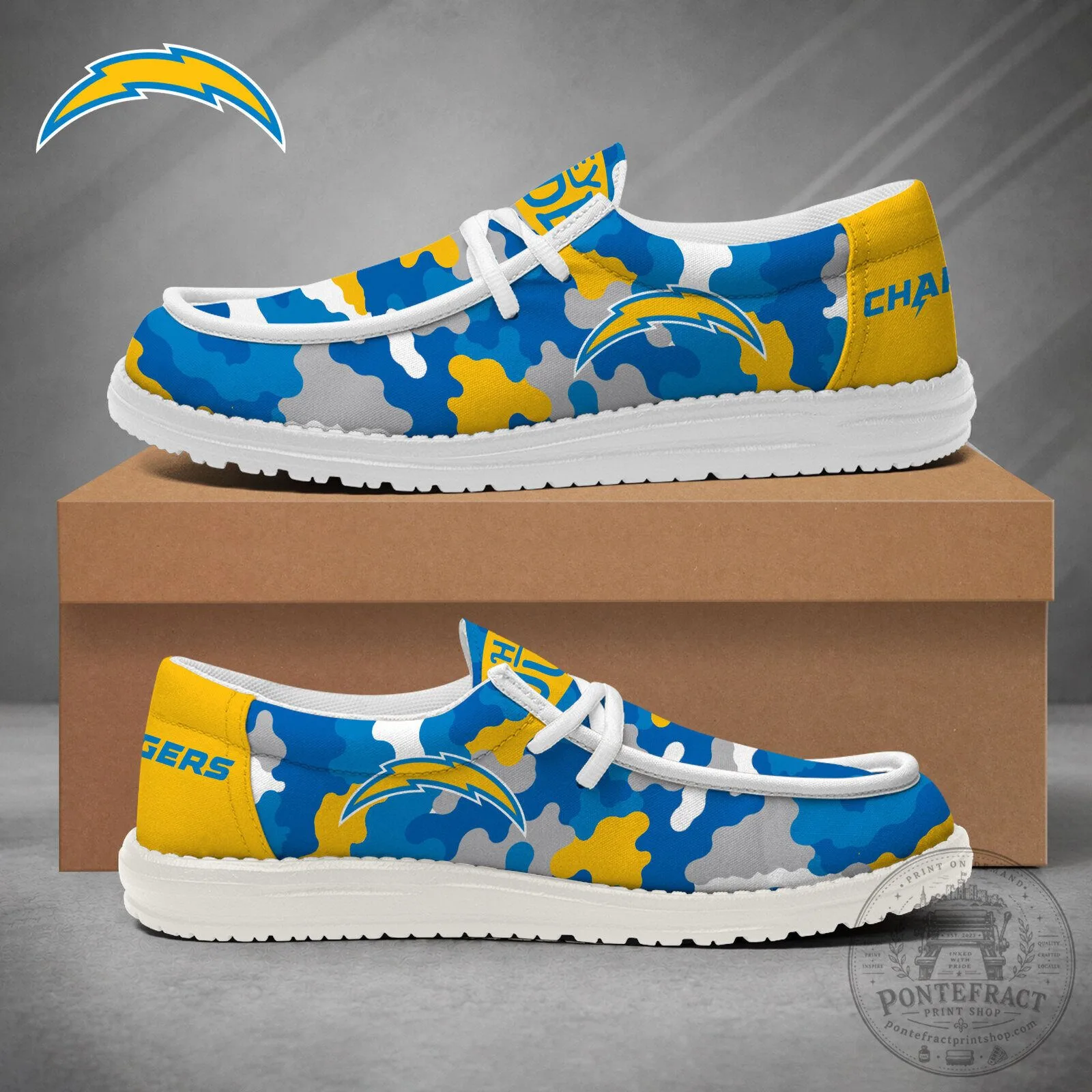 Los Angeles Chargers NFL Game Day Camouflage Loafer Shoes for Men and Women